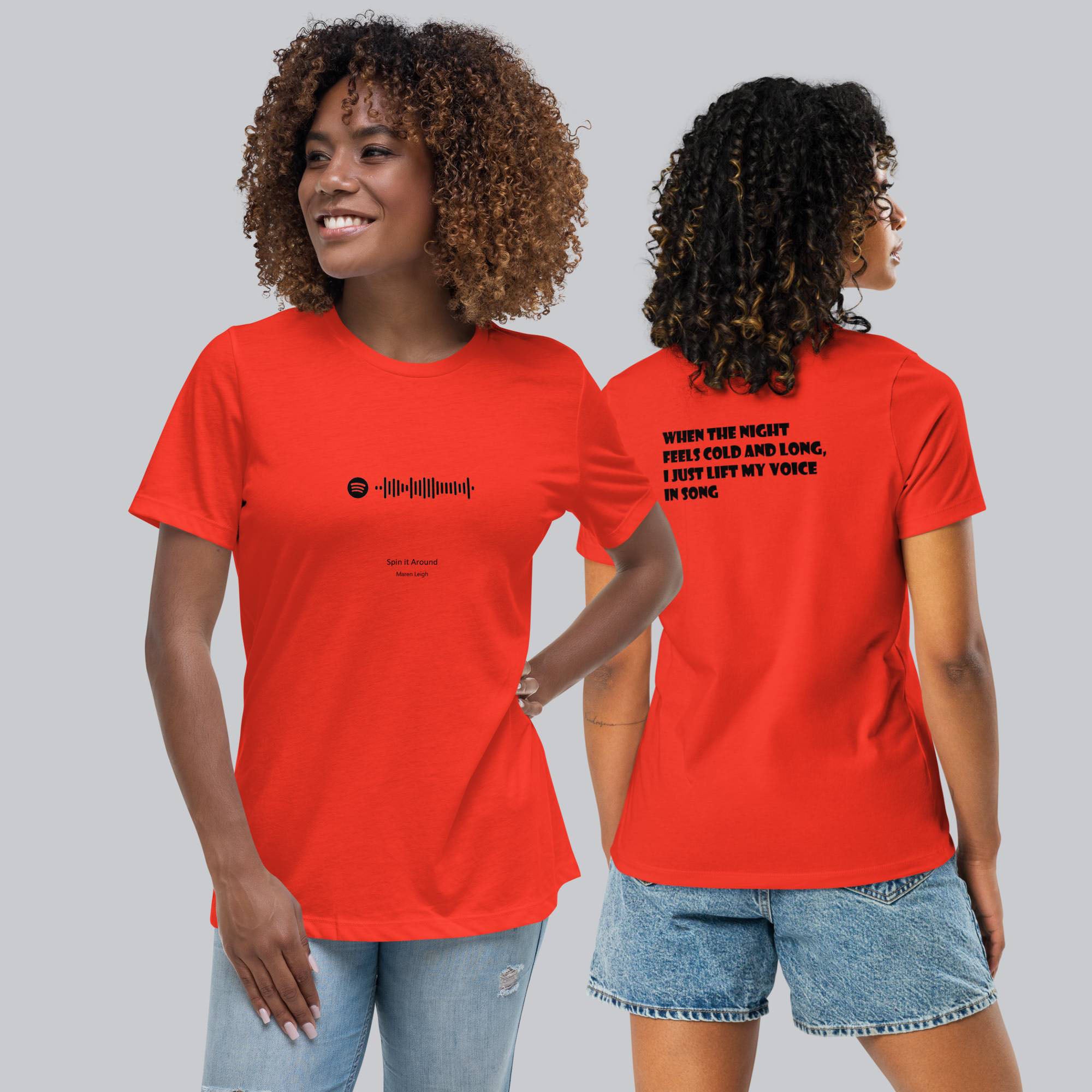 Orange poppy Women's tshirt with printed custom music code and custom text