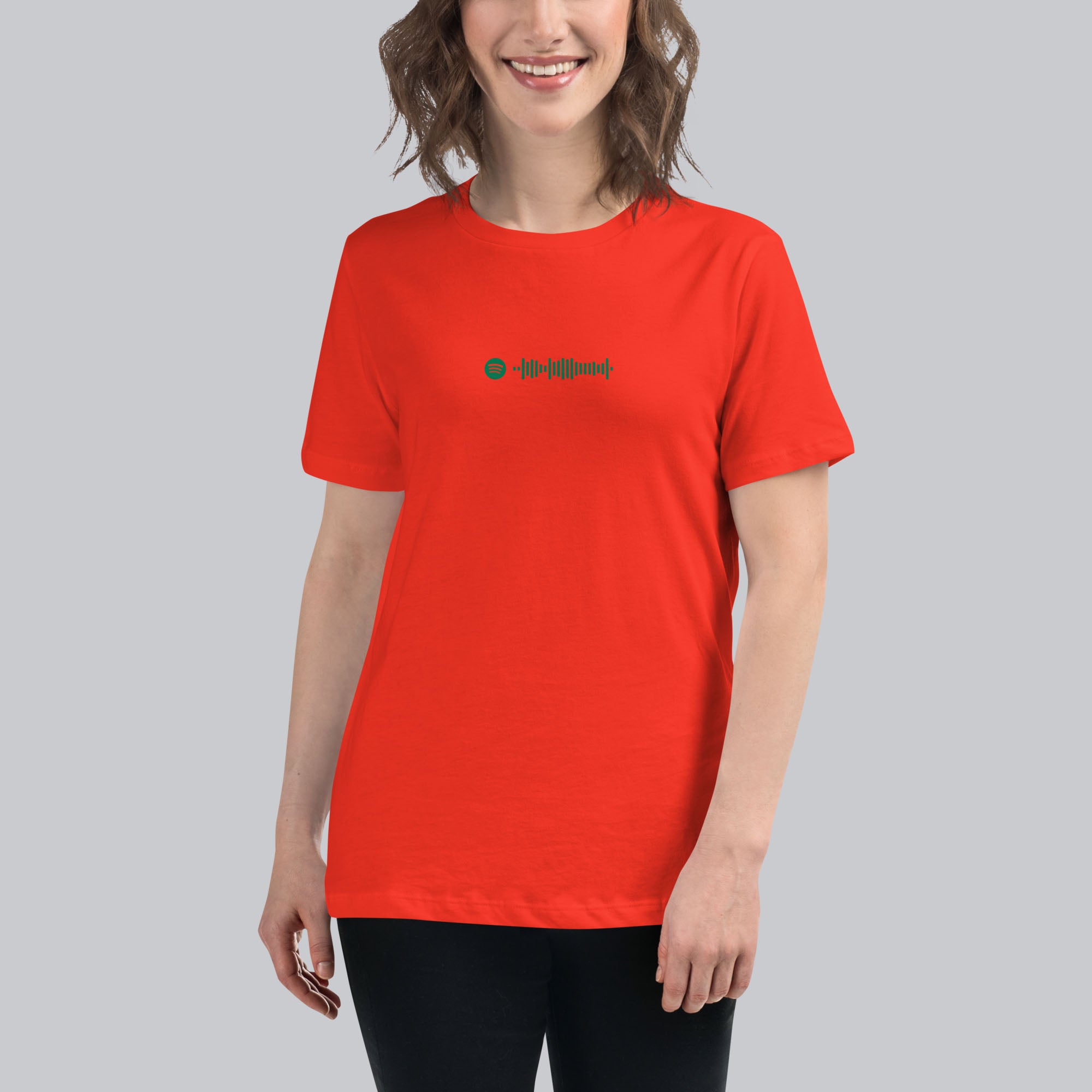 Orange poppy Women's tshirt with printed custom music code and custom text