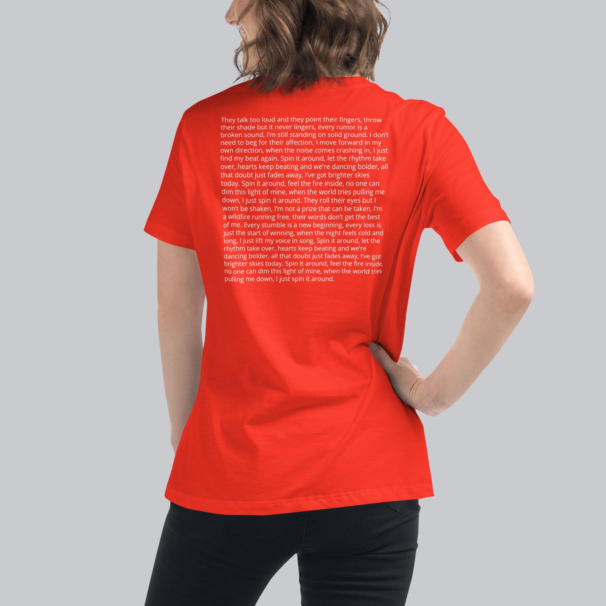 Orange poppy Women's tshirt with printed custom music code and custom text