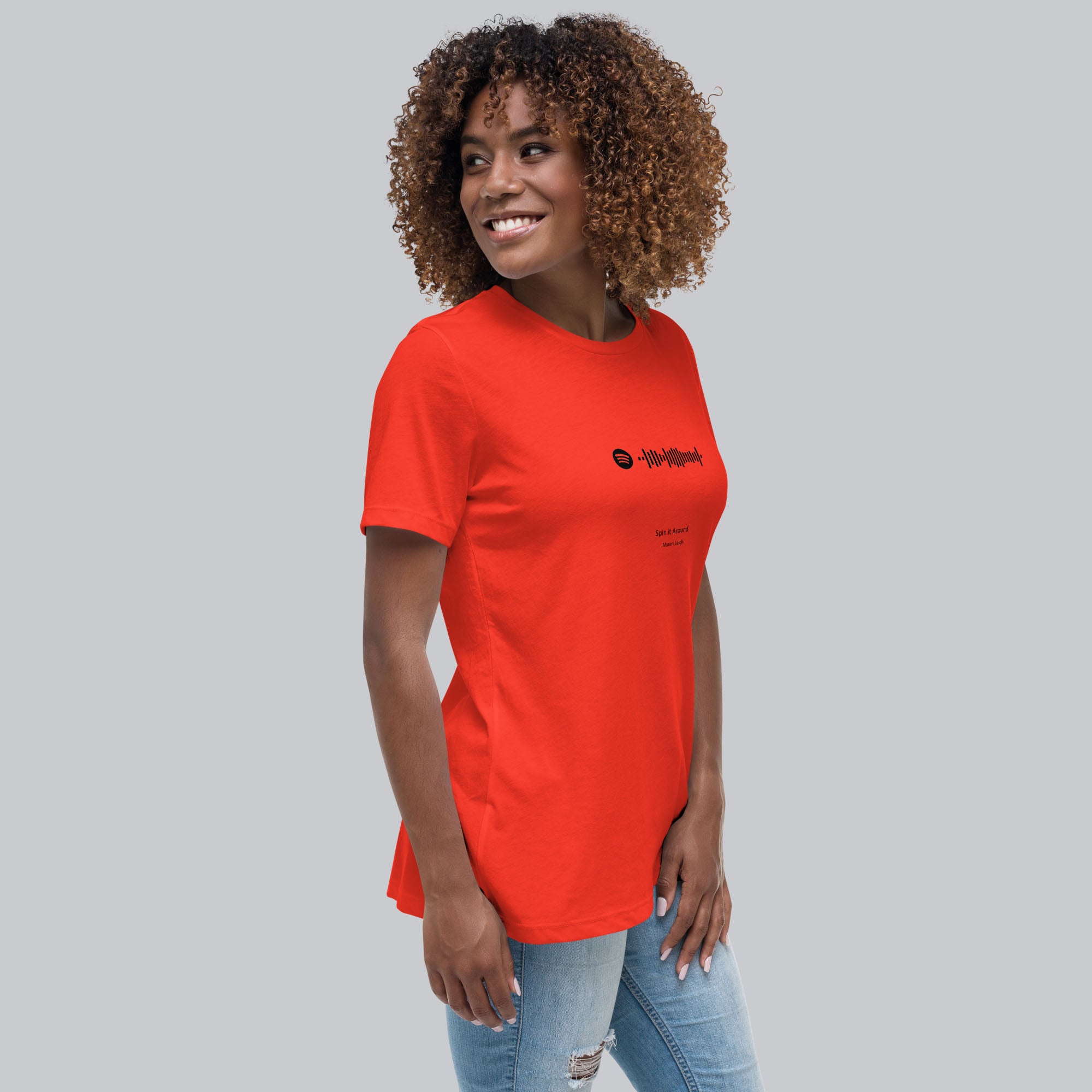 Orange poppy Women's tshirt with printed custom music code and custom text