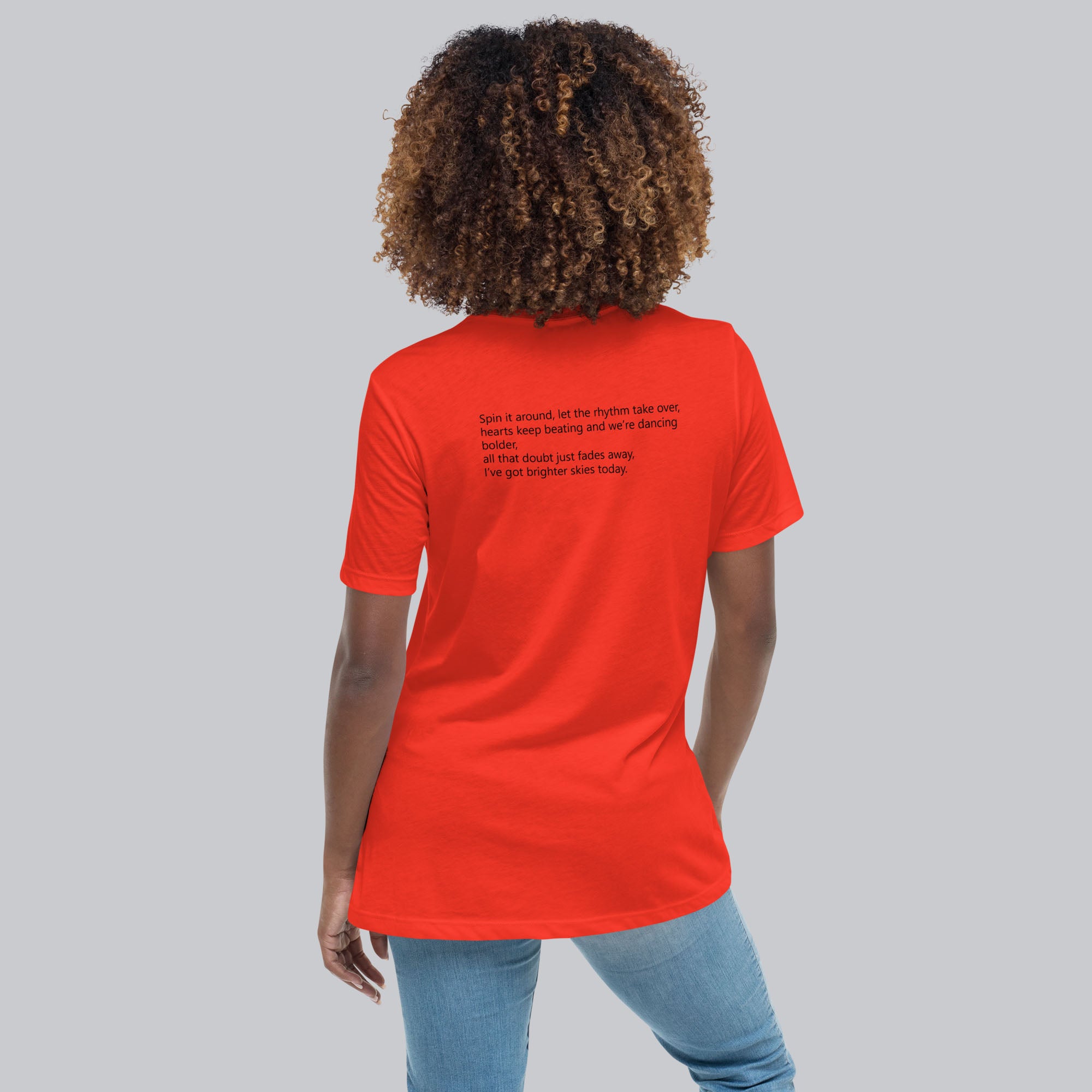 Orange poppy Women's tshirt with printed custom music code and custom text
