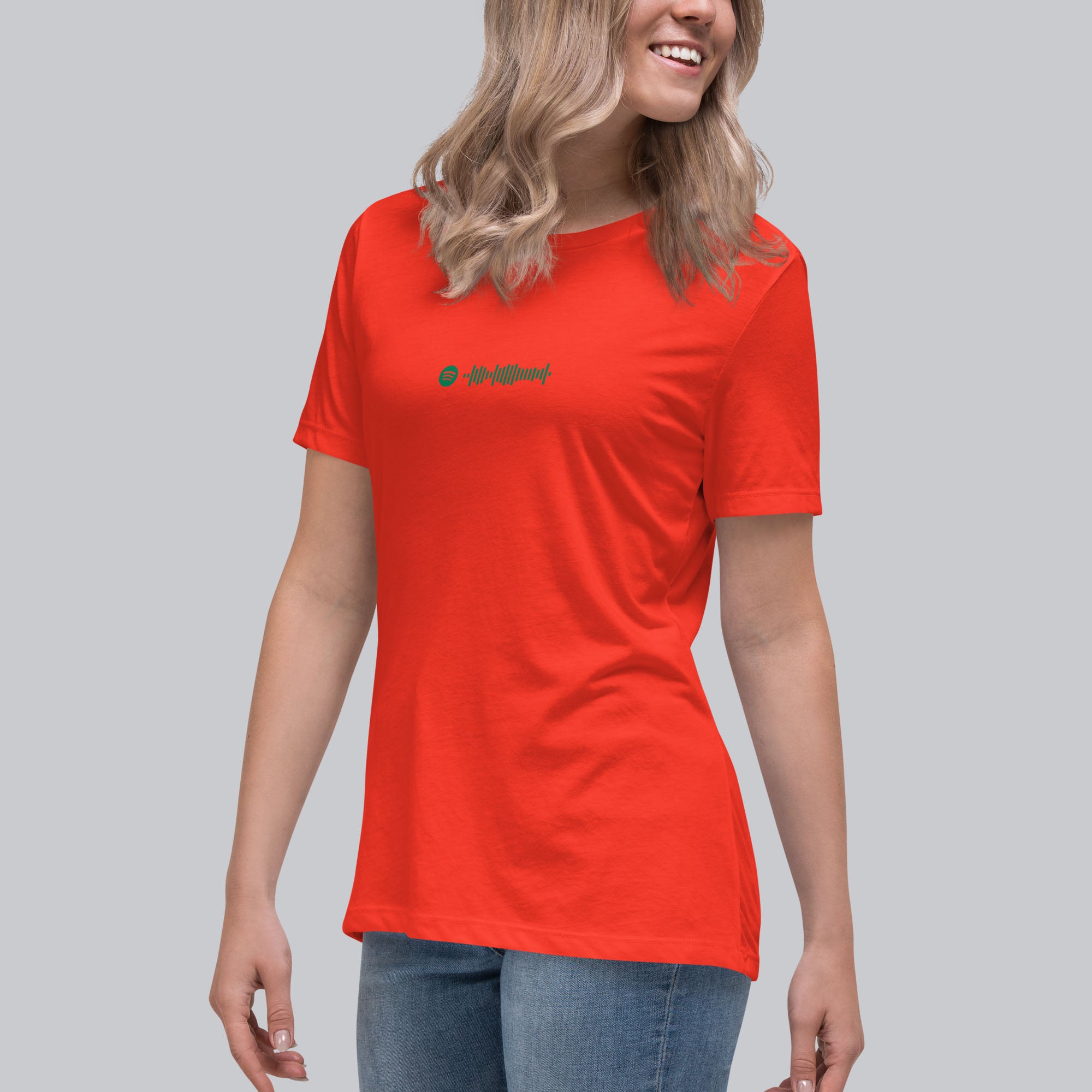 Orange poppy Women's tshirt with printed custom music code and custom text