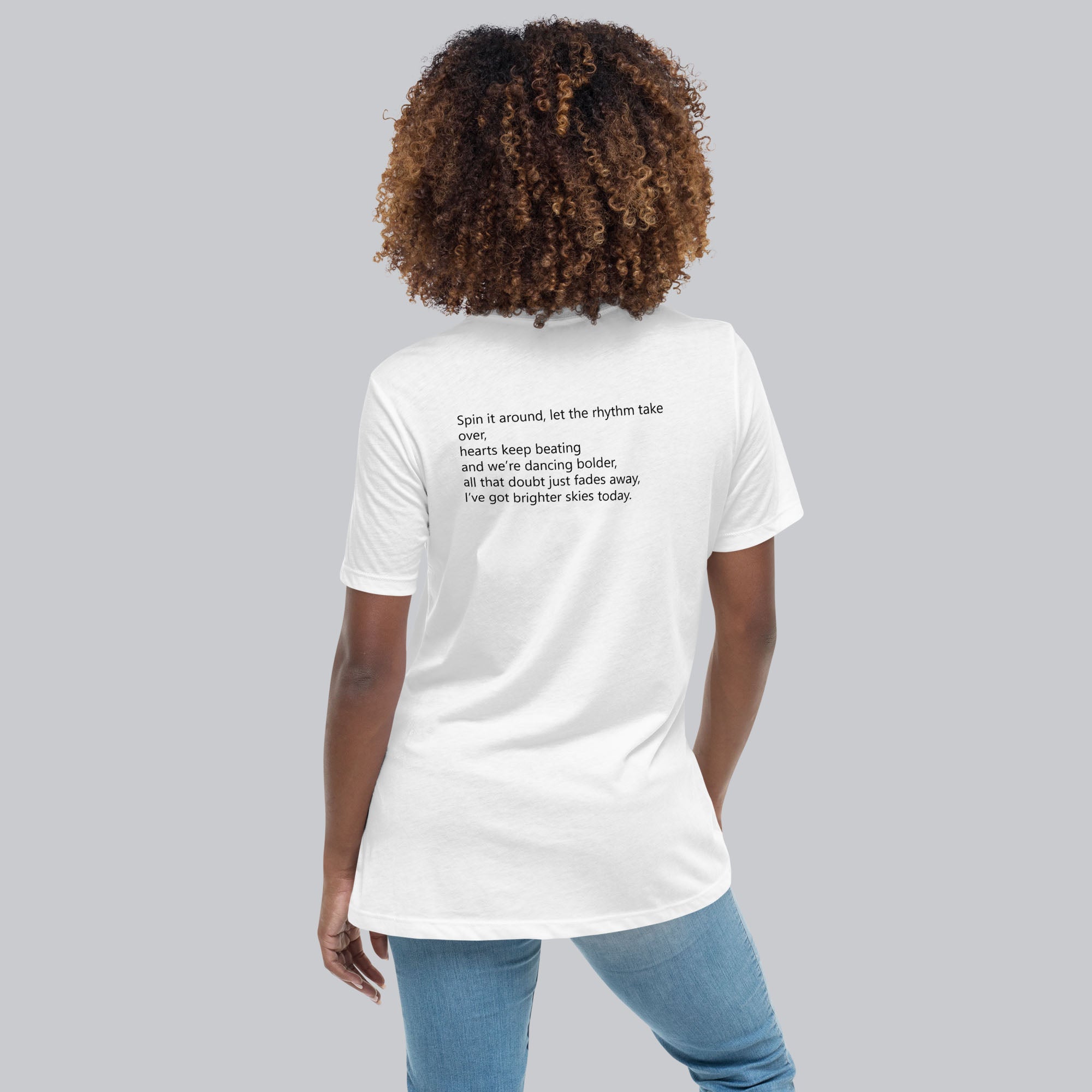 White Women's tshirt with printed custom music code and custom text