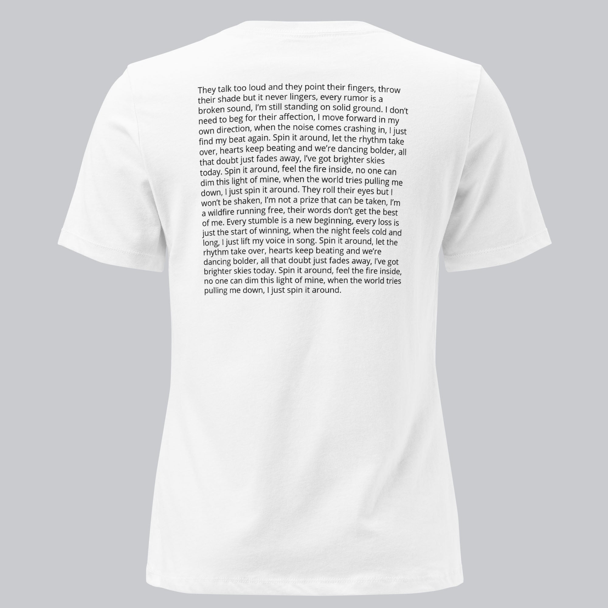 White Women's tshirt with printed custom music code and custom text
