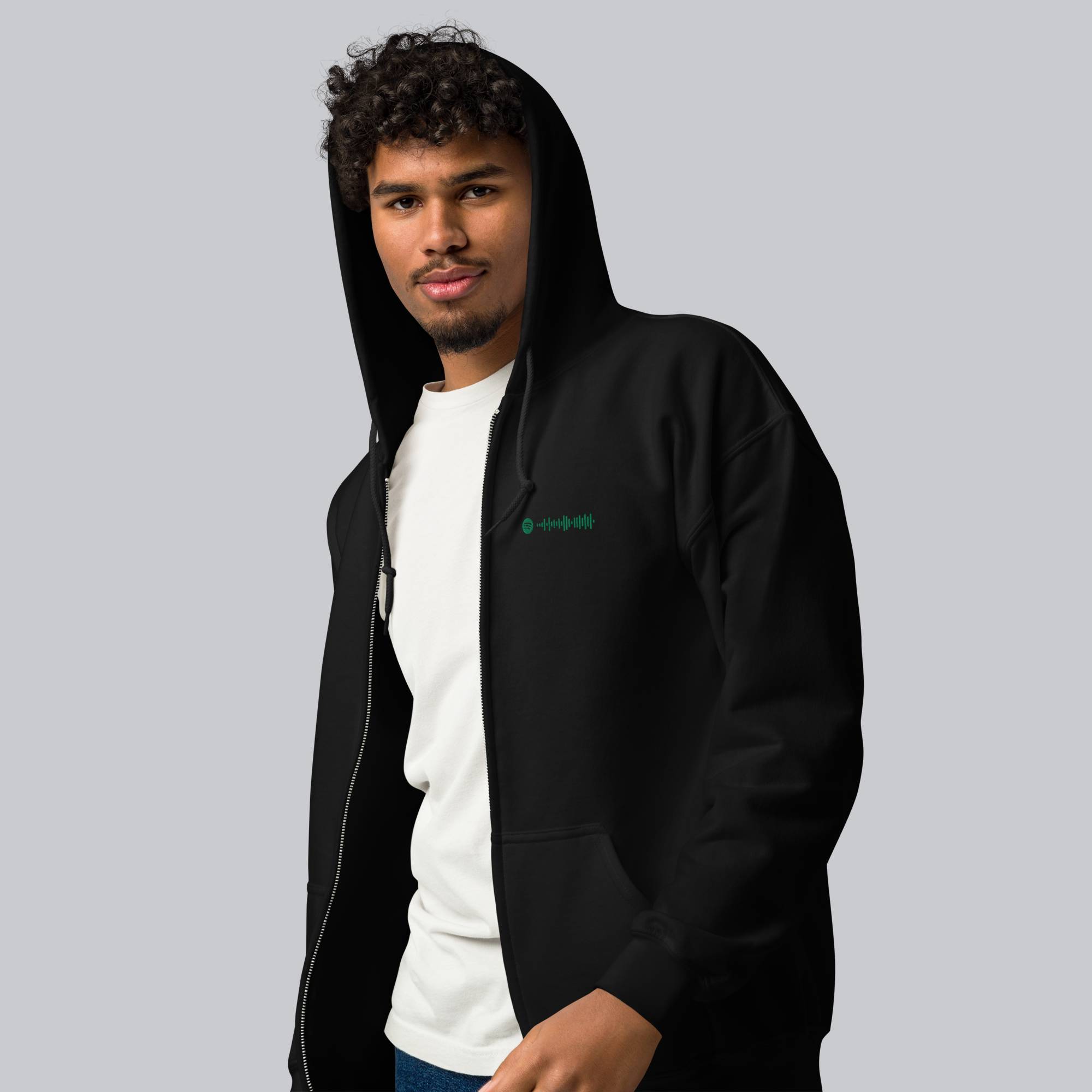 Black Zip Hoodie with custom Music Code