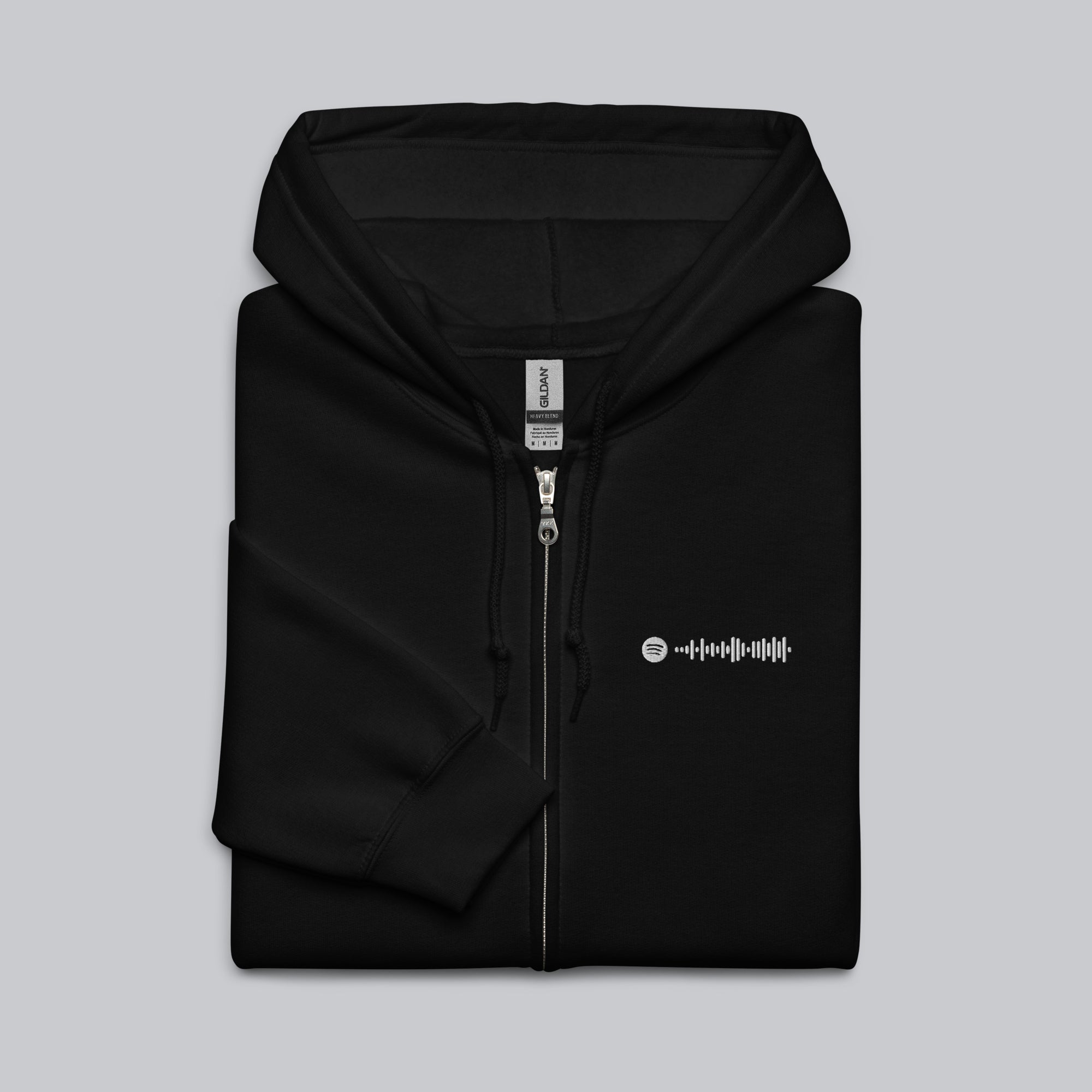 Black Zip Hoodie with custom Music Code