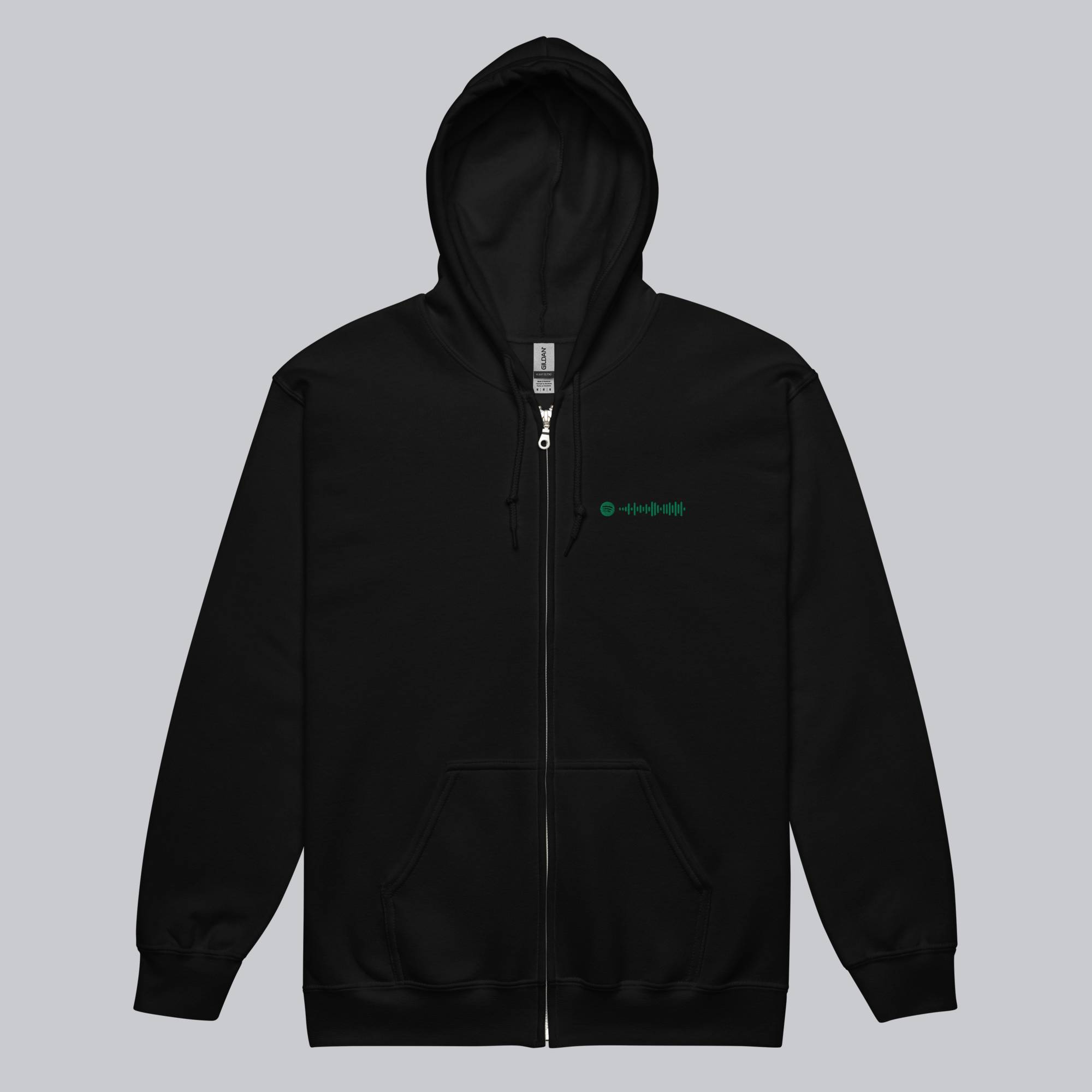 Black Zip Hoodie with custom Music Code