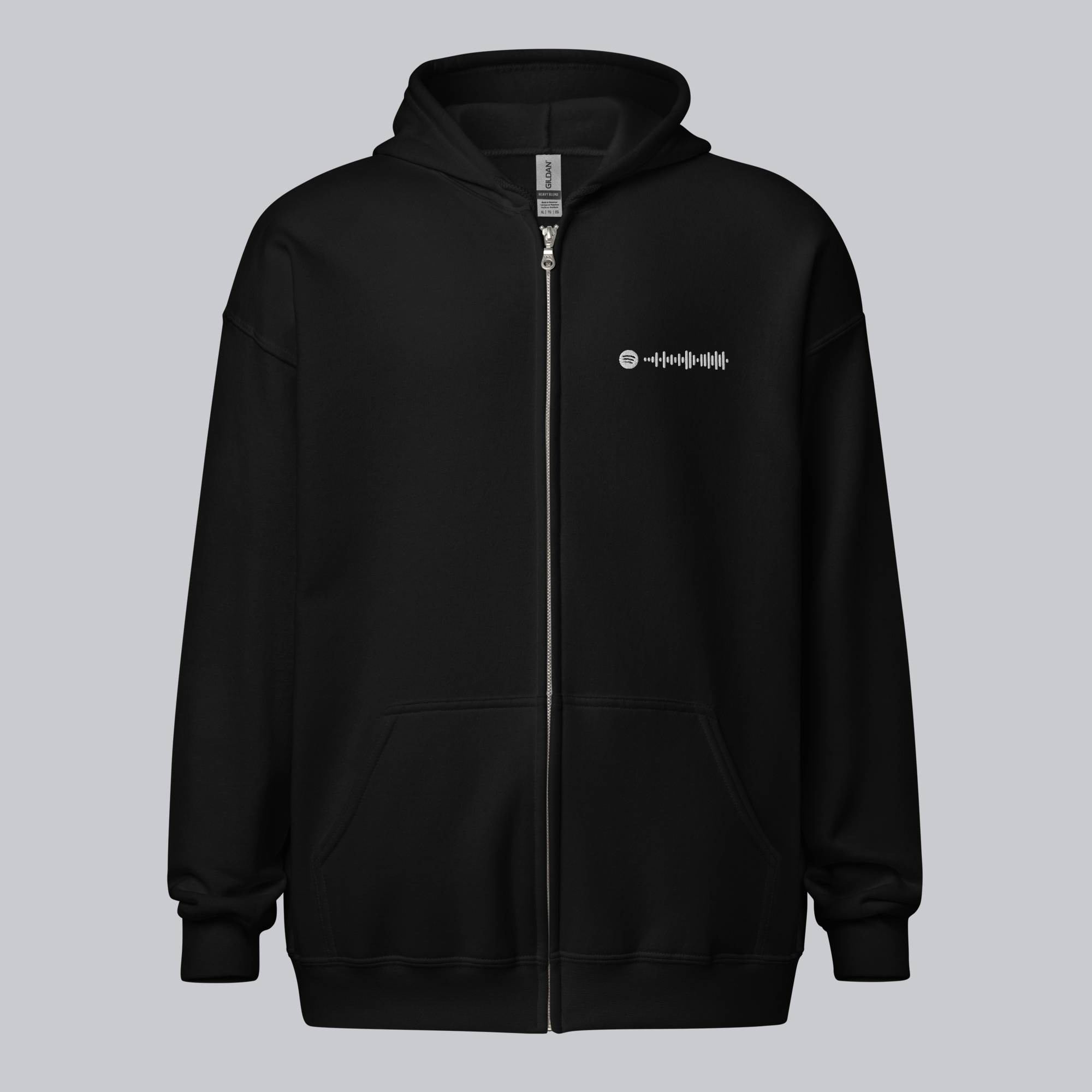 Black Zip Hoodie with custom Music Code