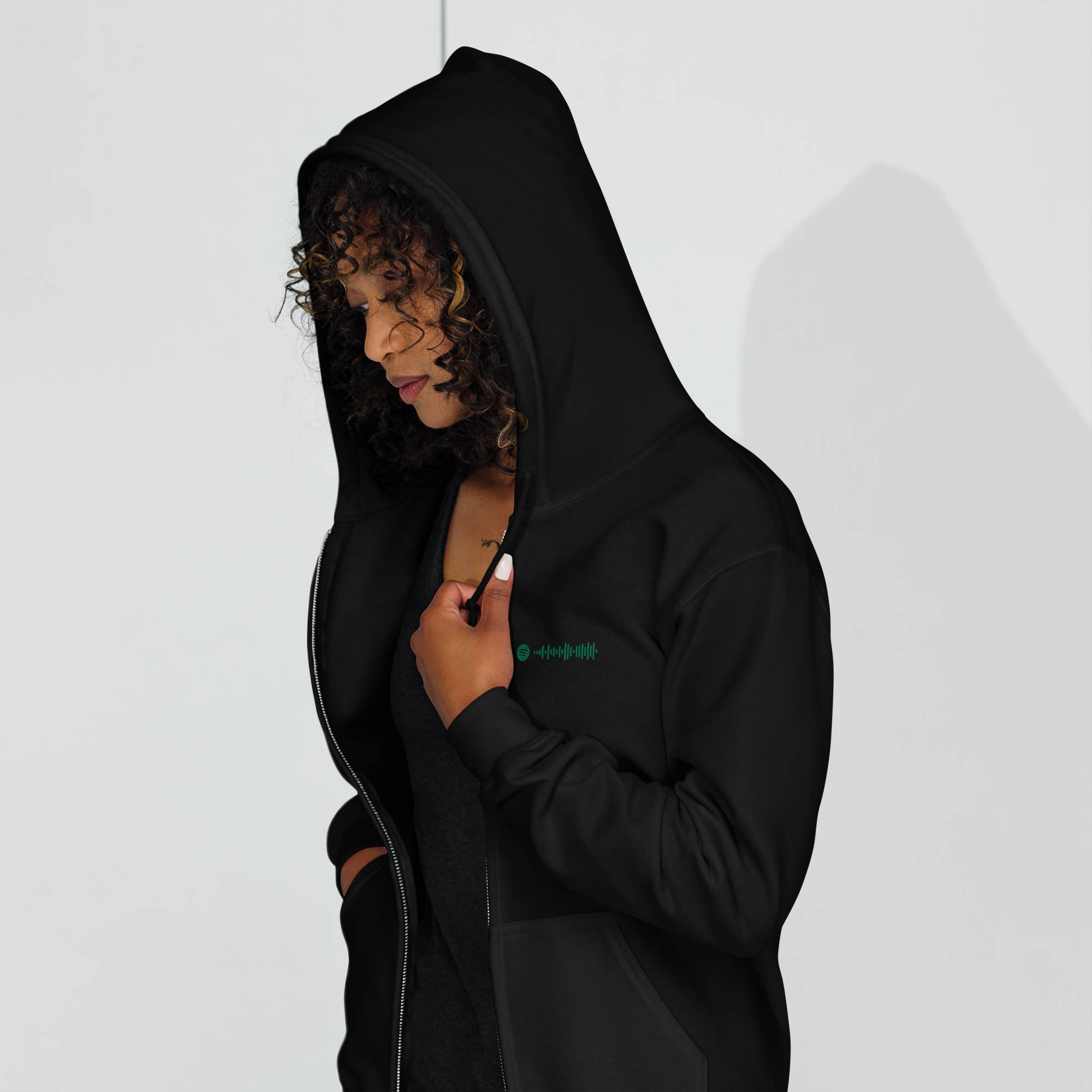 Black Zip Hoodie with custom Music Code