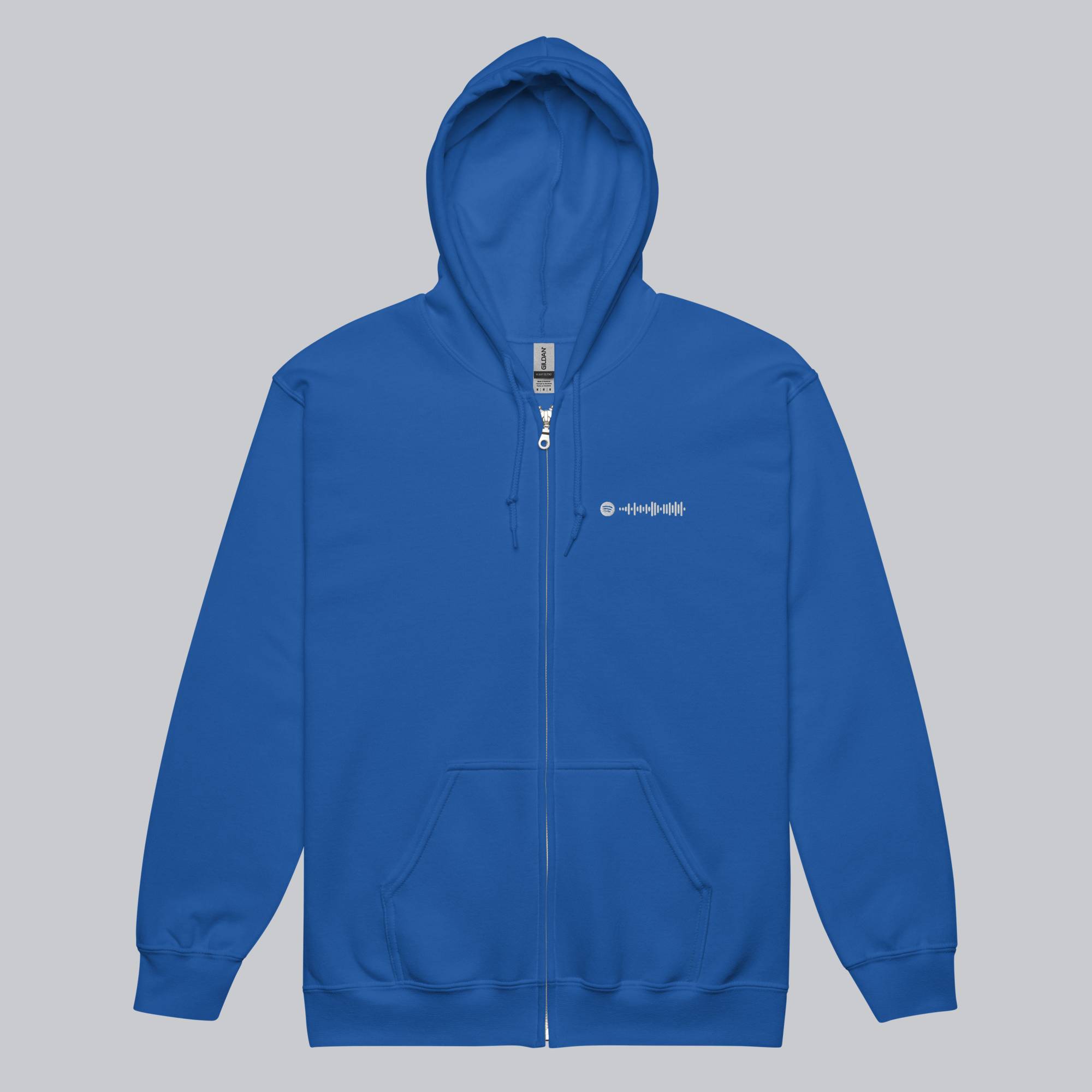 Blue Zip Hoodie with custom Music Code