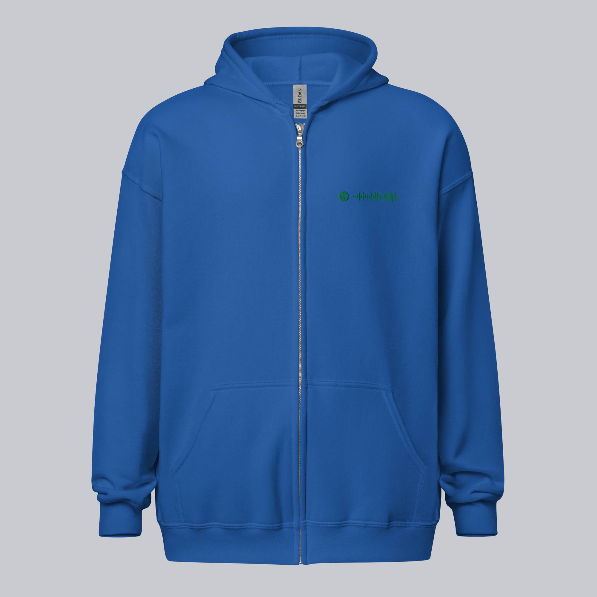 Blue Zip Hoodie with custom Music Code