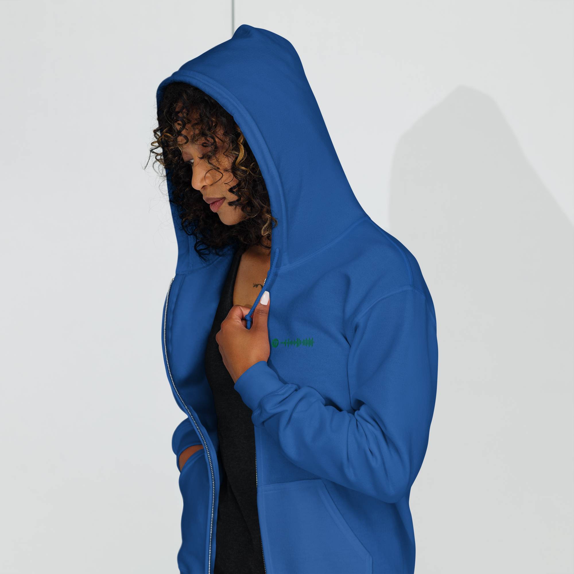 Blue Zip Hoodie with custom Music Code