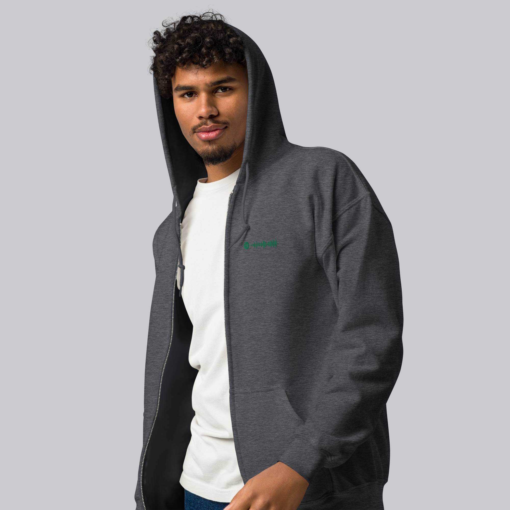 Dark Grey Zip Hoodie with custom Music Code