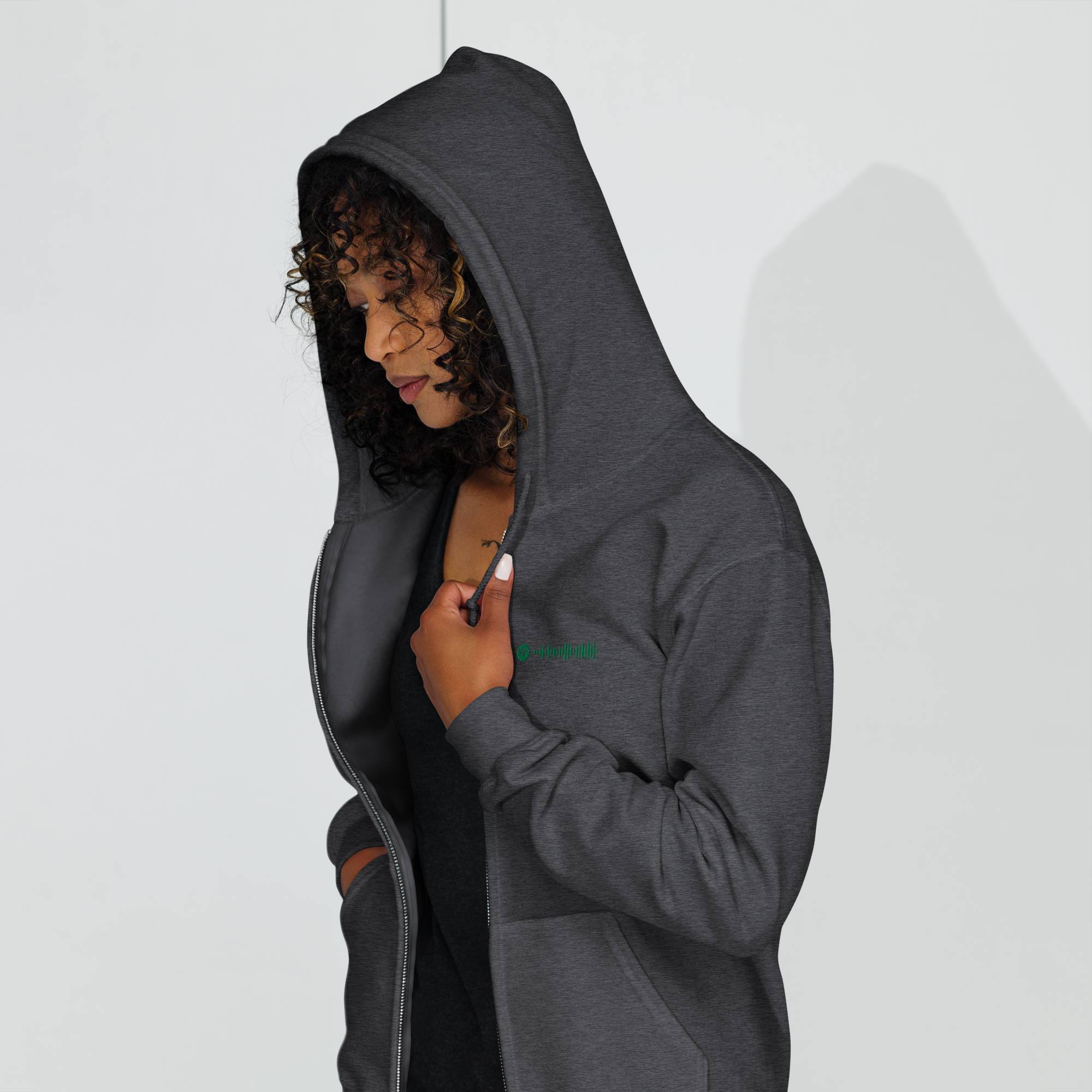 Dark Grey Zip Hoodie with custom Music Code