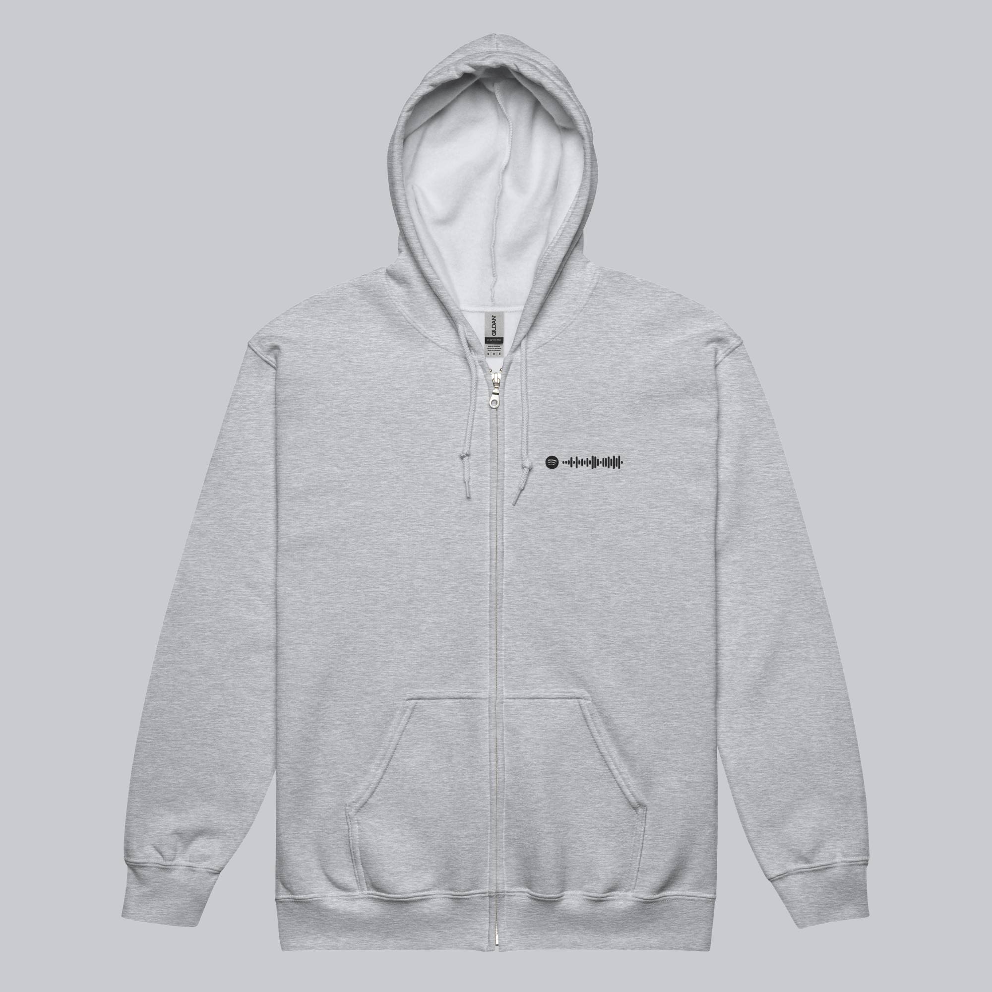 Grey Zip Hoodie with custom Music Code