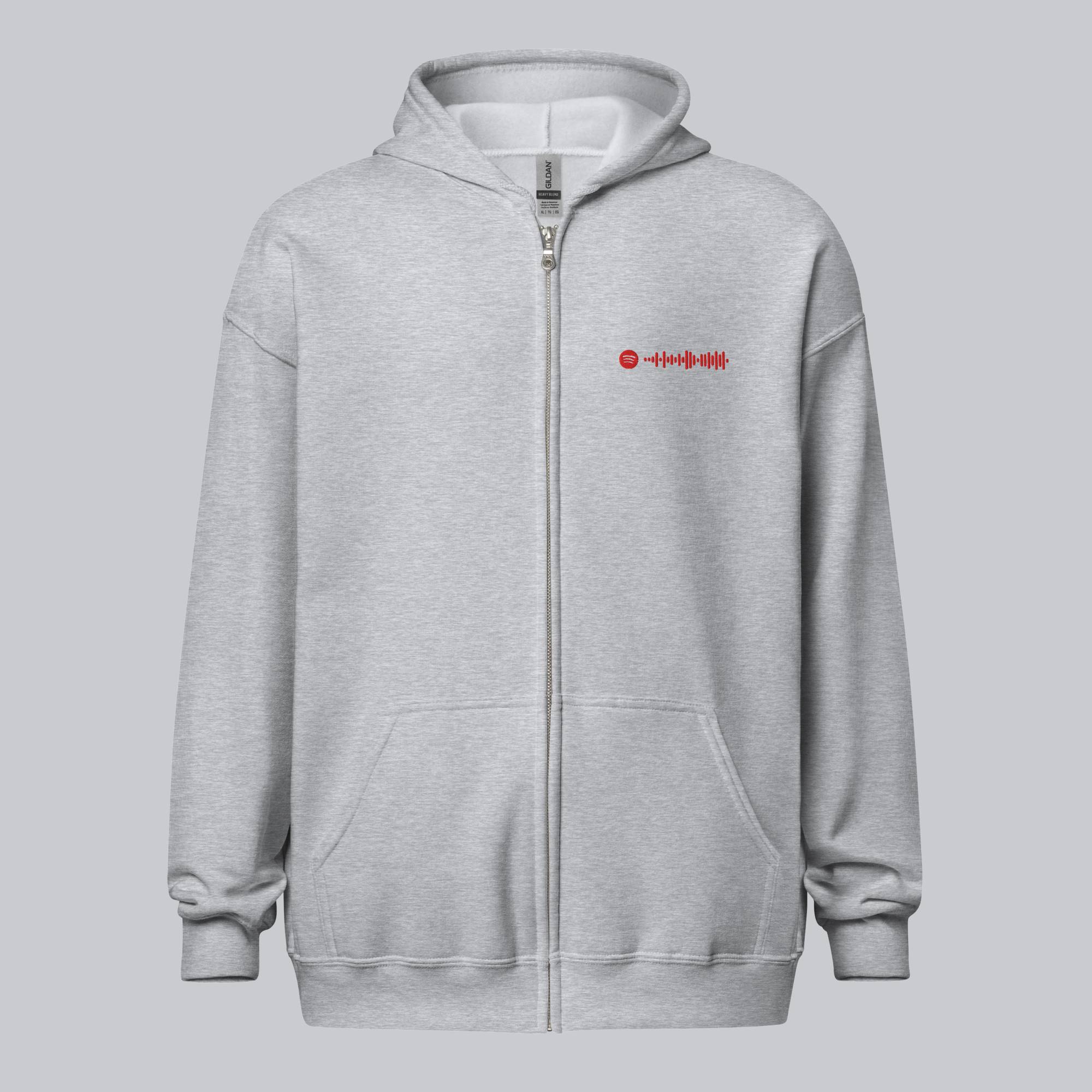 Grey Zip Hoodie with custom Music Code