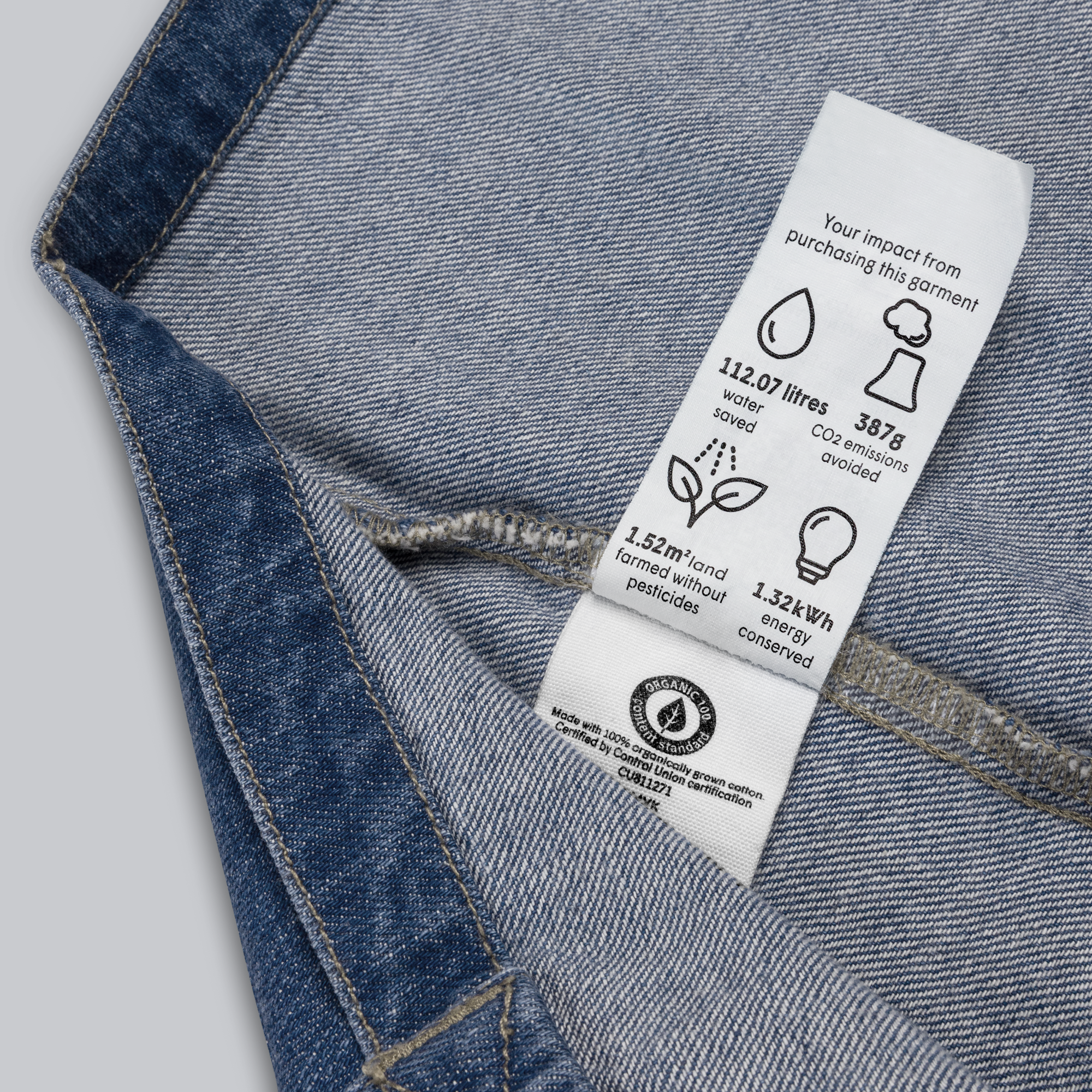 Organic denim tote with custom Music Code of your favorite song