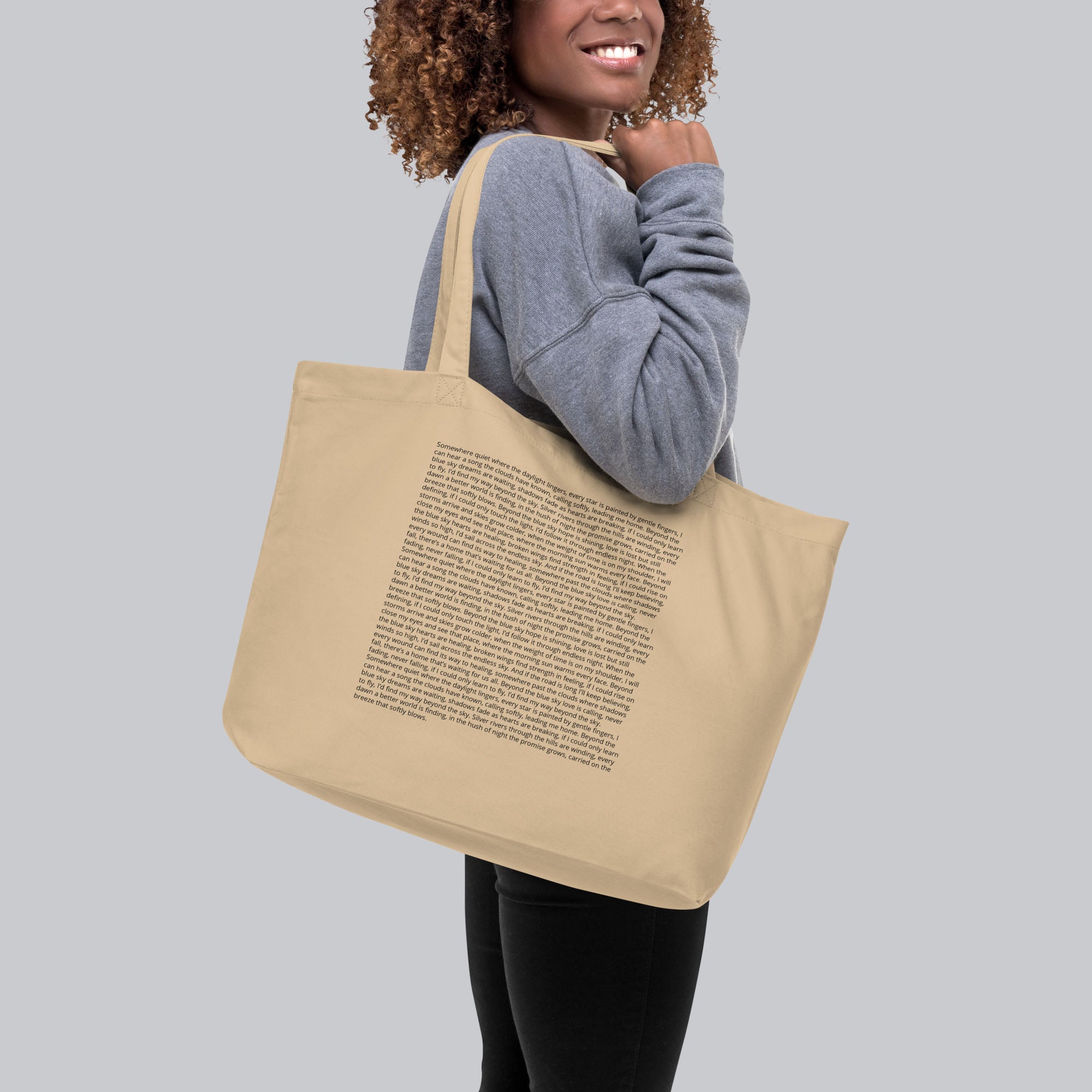 Eco Tote Bag Large Beige with custom Music Code of your favorite song