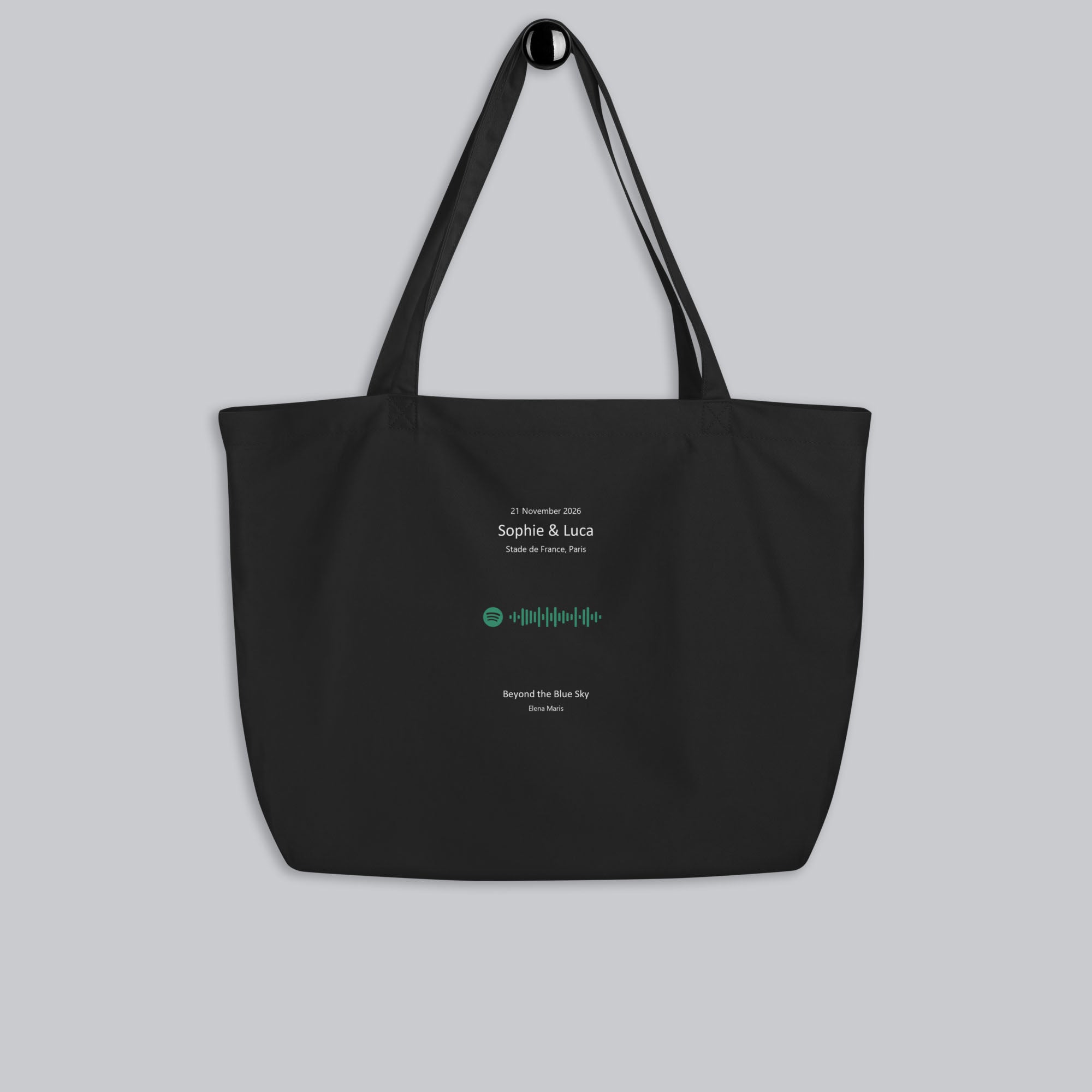 Eco Tote Bag Large Black with custom Music Code of your favorite song
