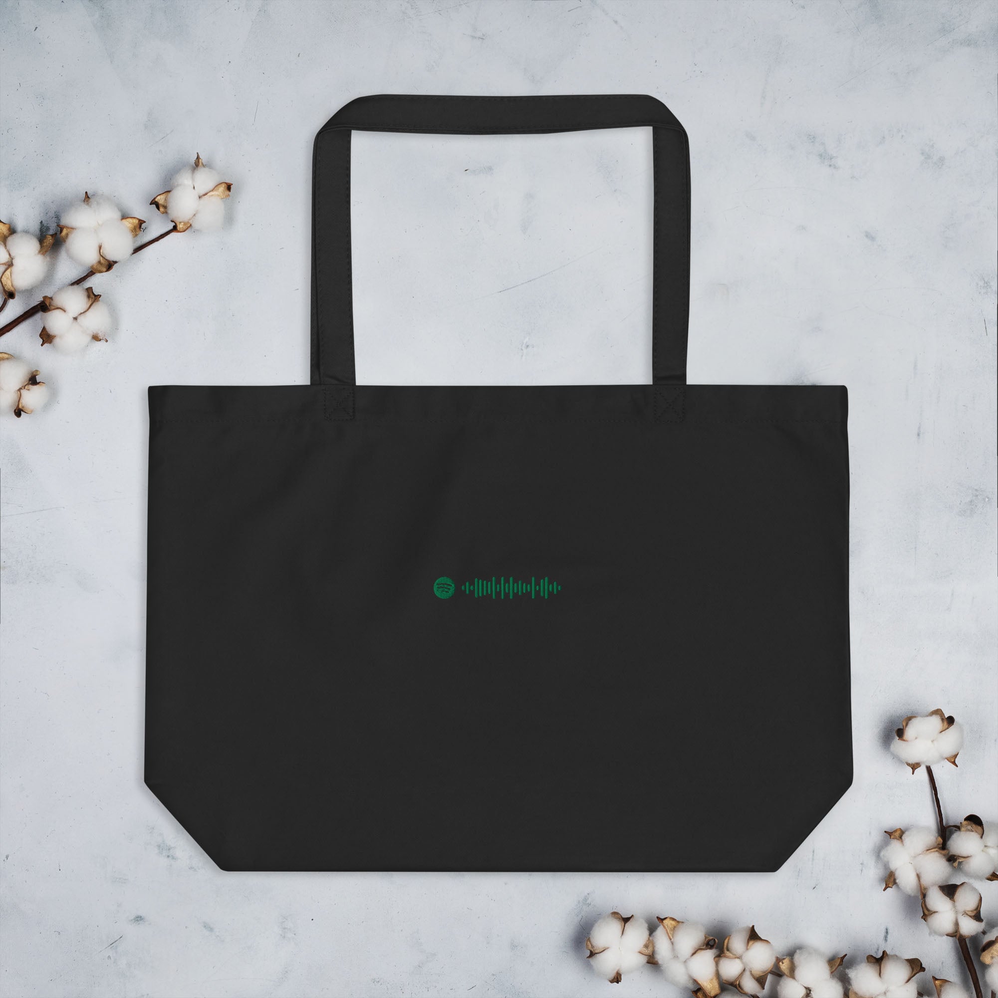 Eco Tote Bag Large Black with custom Music Code of your favorite song