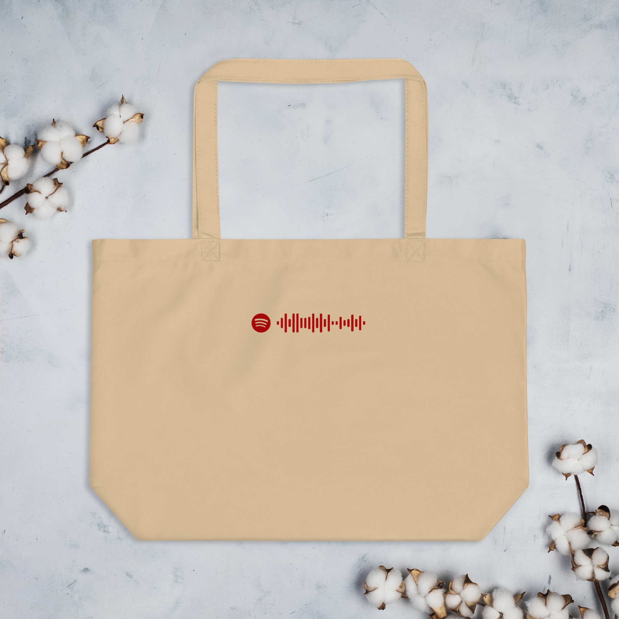 Eco Tote Bag Large Beige with custom Music Code of your favorite song