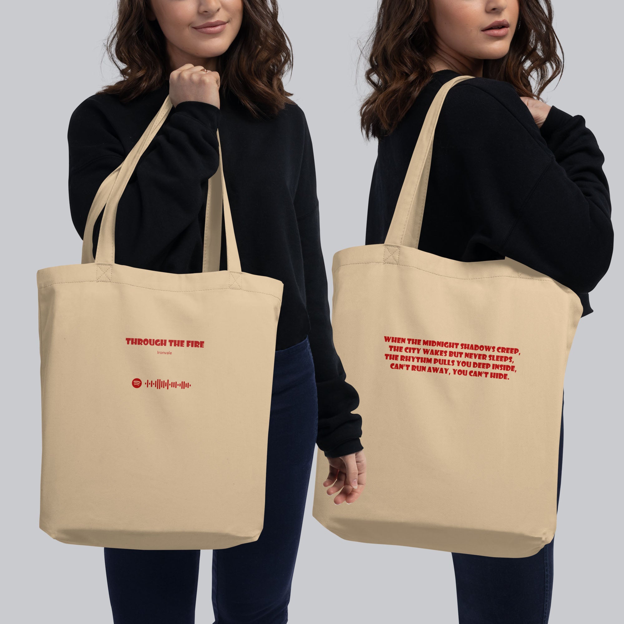 Eco Tote Bag Small Beige with custom Music Code of your favorite song