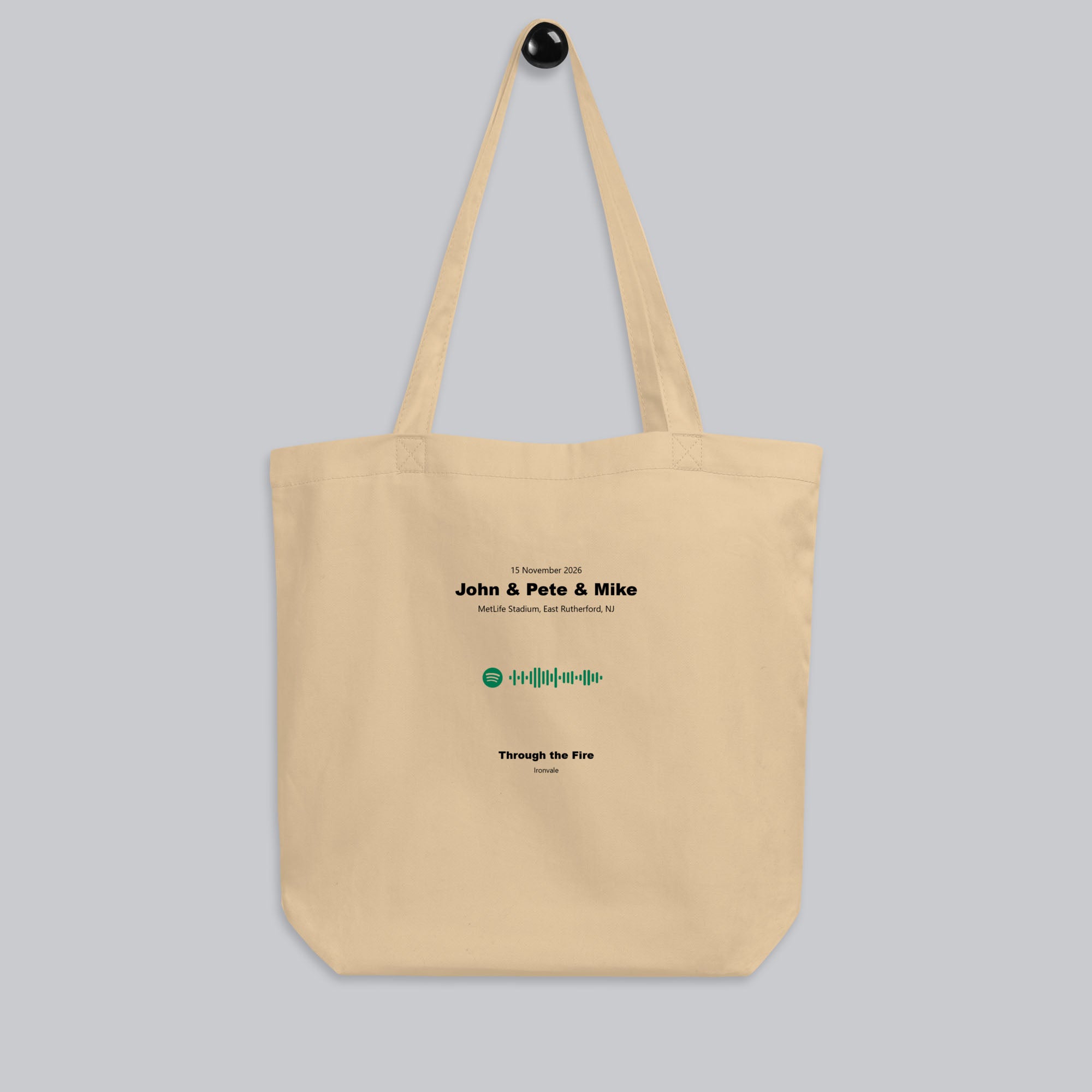 Eco Tote Bag Small Beige with custom Music Code of your favorite song