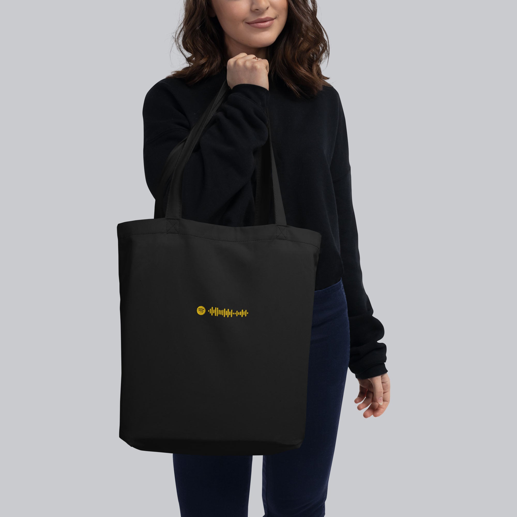 Eco Tote Bag Small Black with custom Music Code of your favorite song