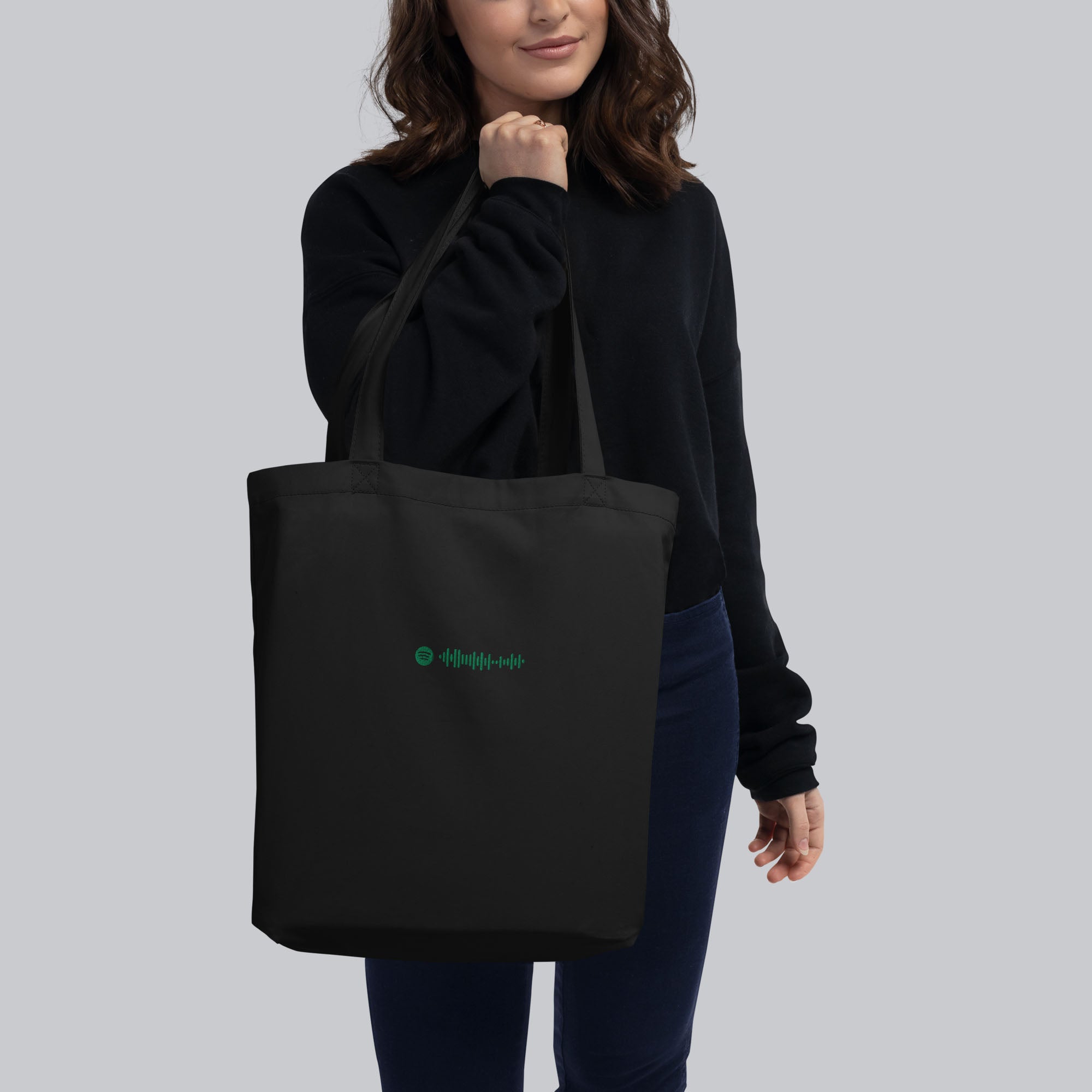 Eco Tote Bag Small Black with custom Music Code of your favorite song