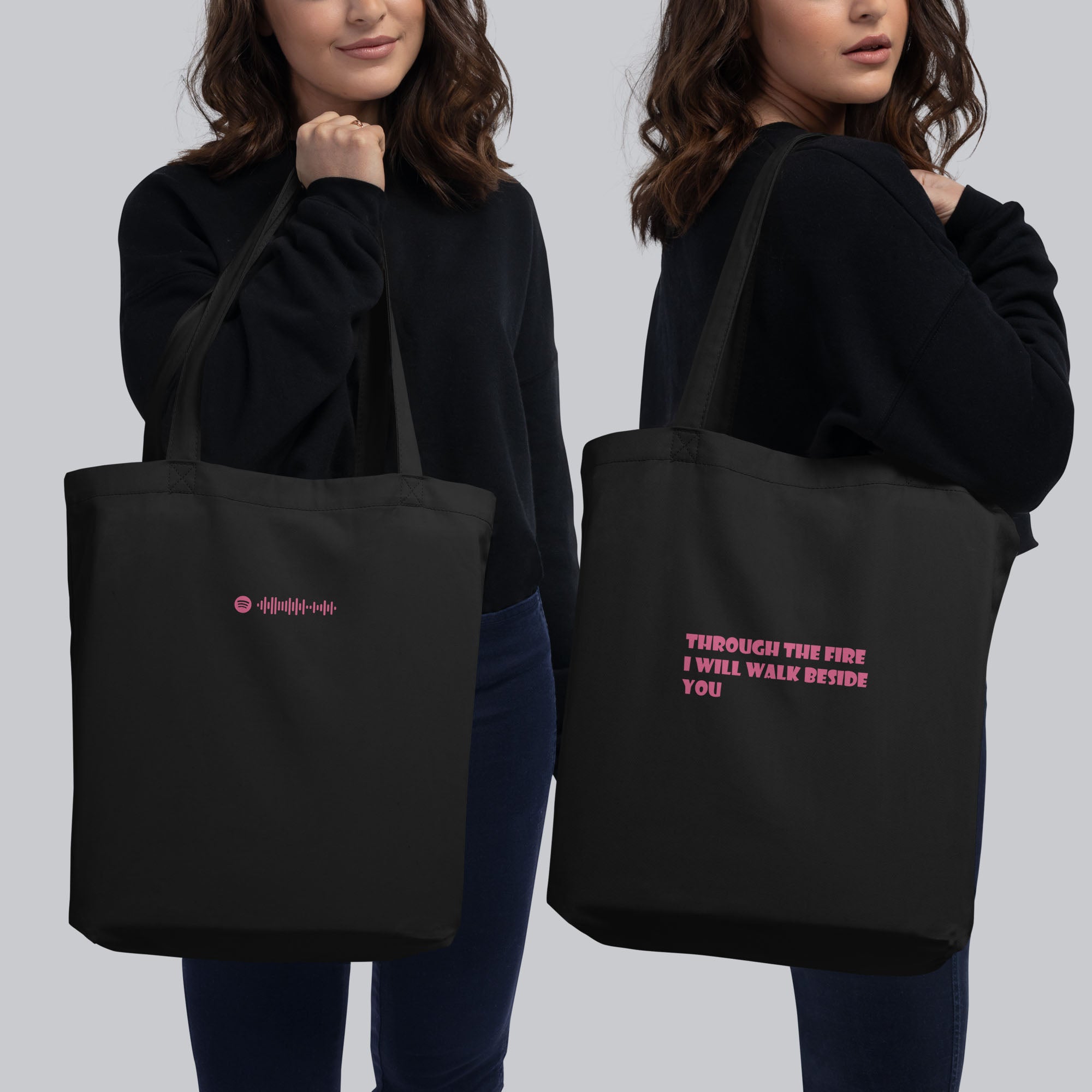Eco Tote Bag Small Black with custom Music Code of your favorite song