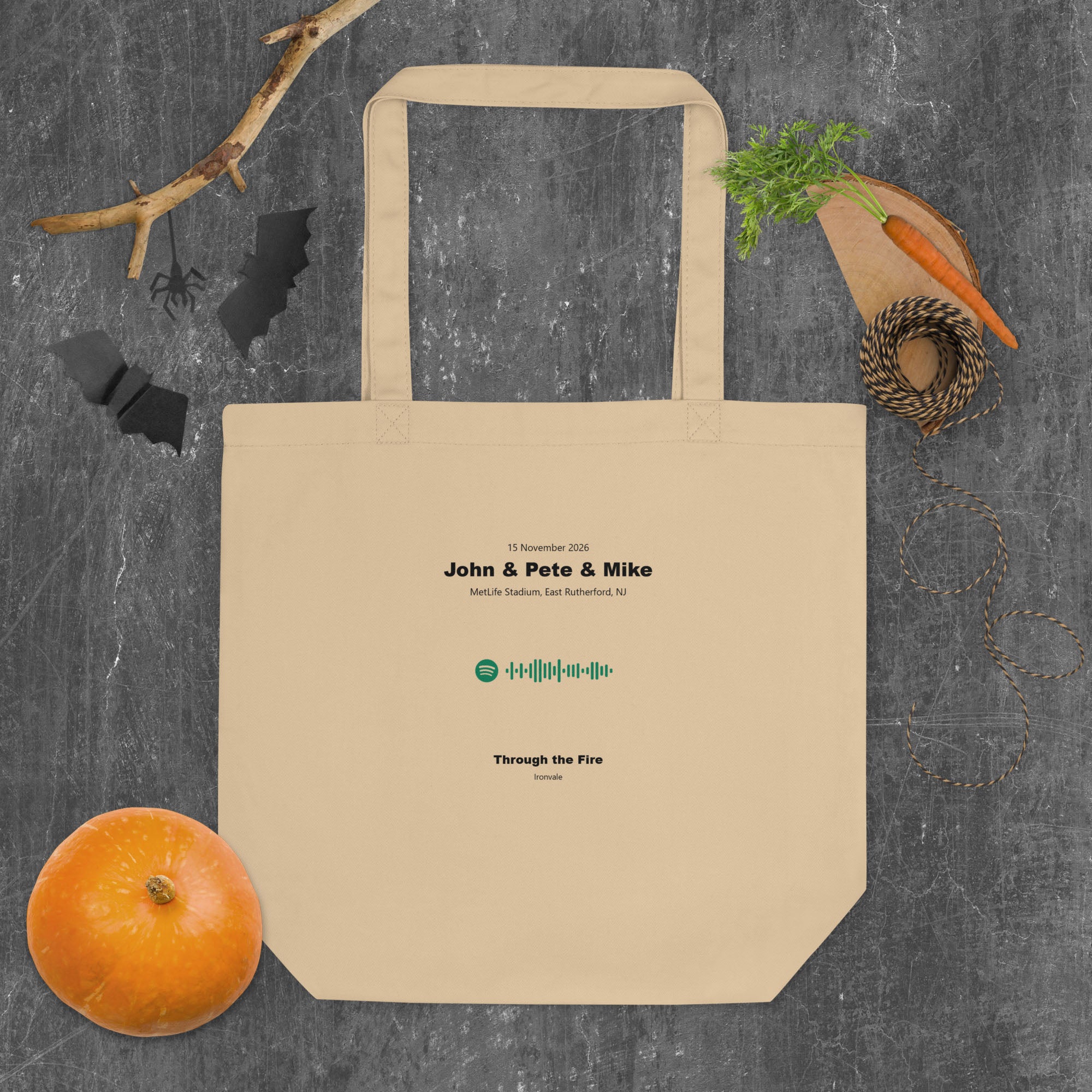 Eco Tote Bag Small Beige with custom Music Code of your favorite song