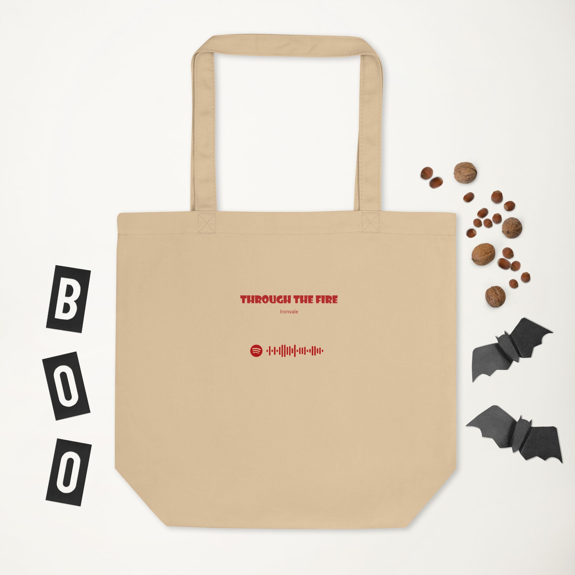 Eco Tote Bag Small Beige with custom Music Code of your favorite song