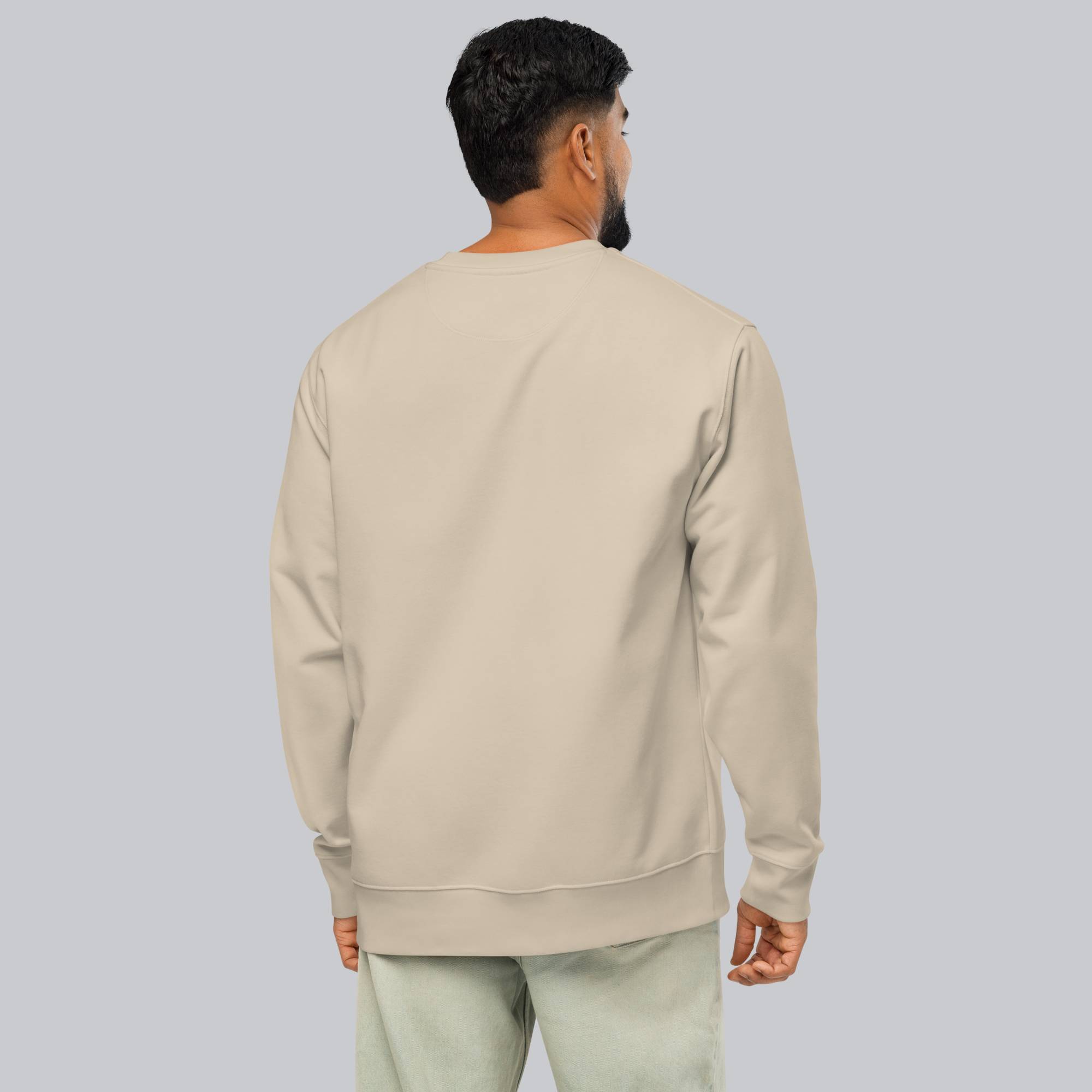 Stanly Stella Organic Unisex Sweathirt Beige with embroidered custom Music Code