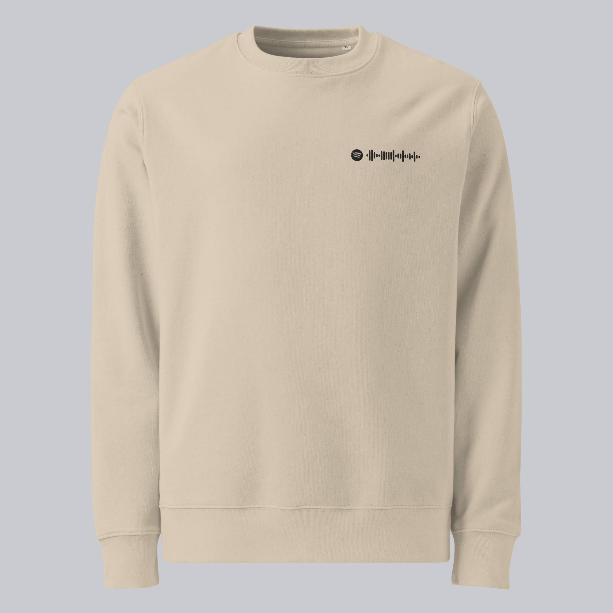 Stanly Stella Organic Unisex Sweathirt Beige with embroidered custom Music Code