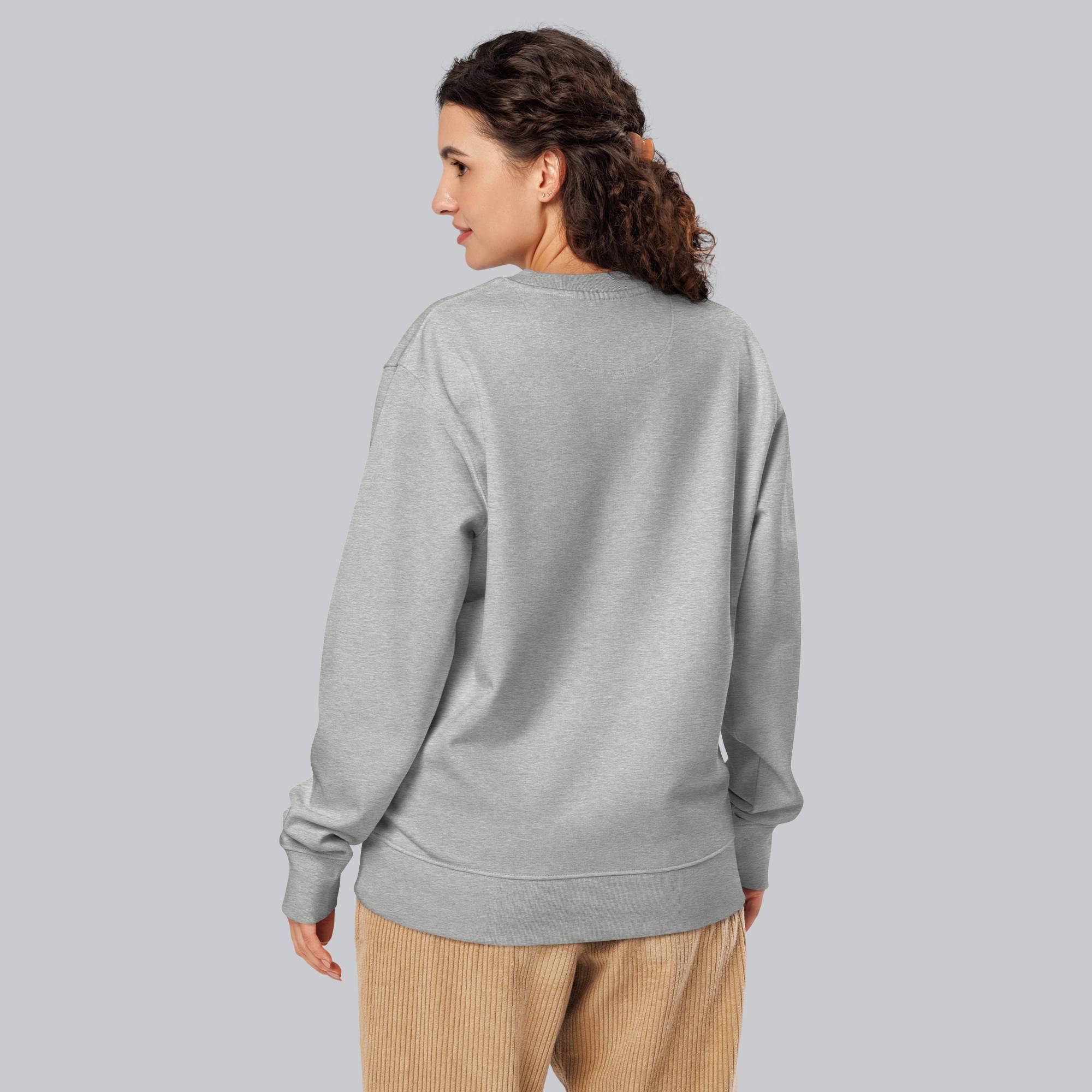 Stanly Stella Organic Unisex Sweathirt Light Grey with embroidered custom Music Code