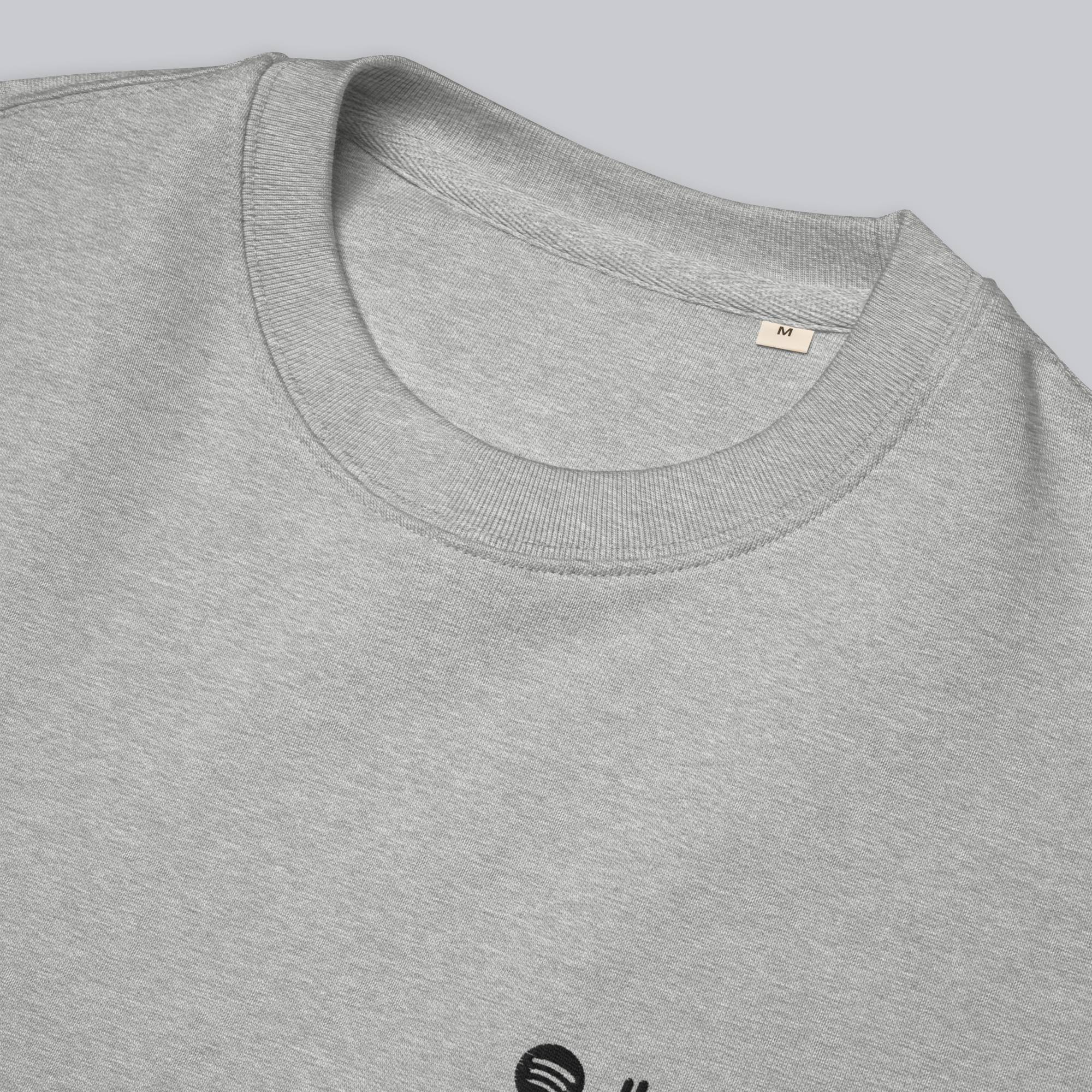 Stanly Stella Organic Unisex Sweathirt Light Grey with embroidered custom Music Code