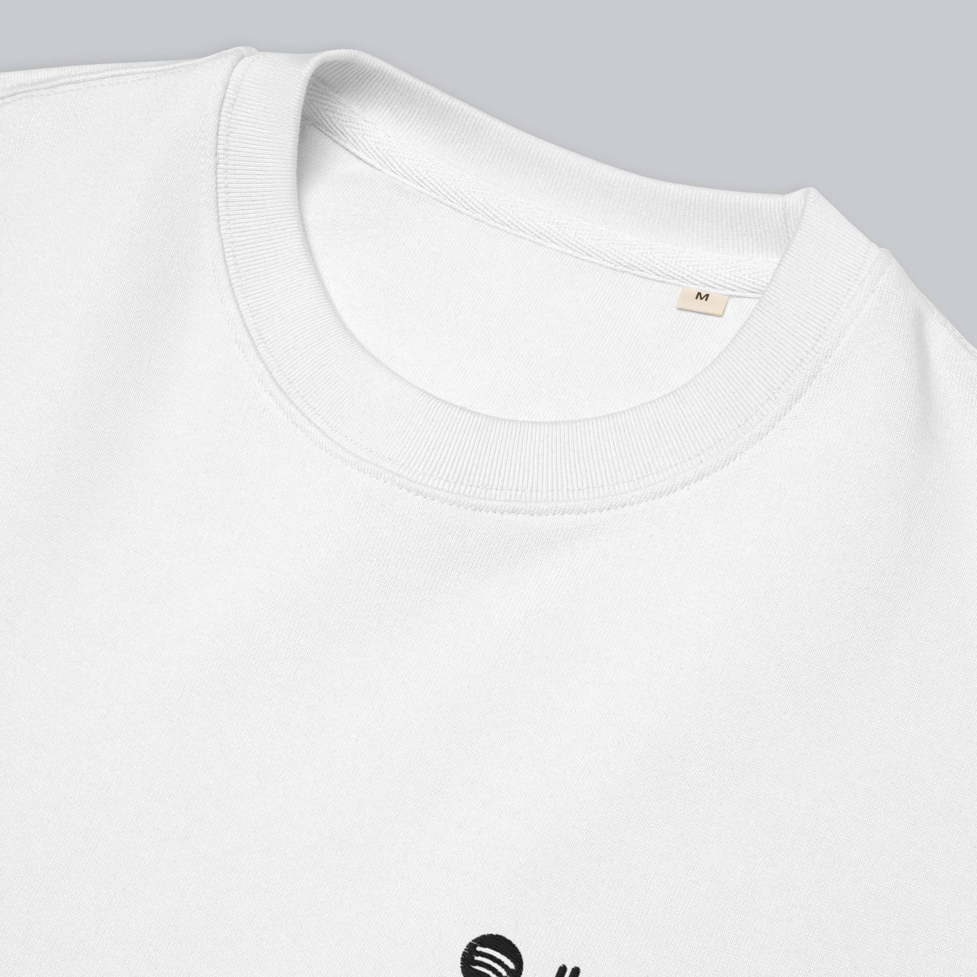 Stanly Stella Organic Unisex Sweathirt White with embroidered custom Music Code