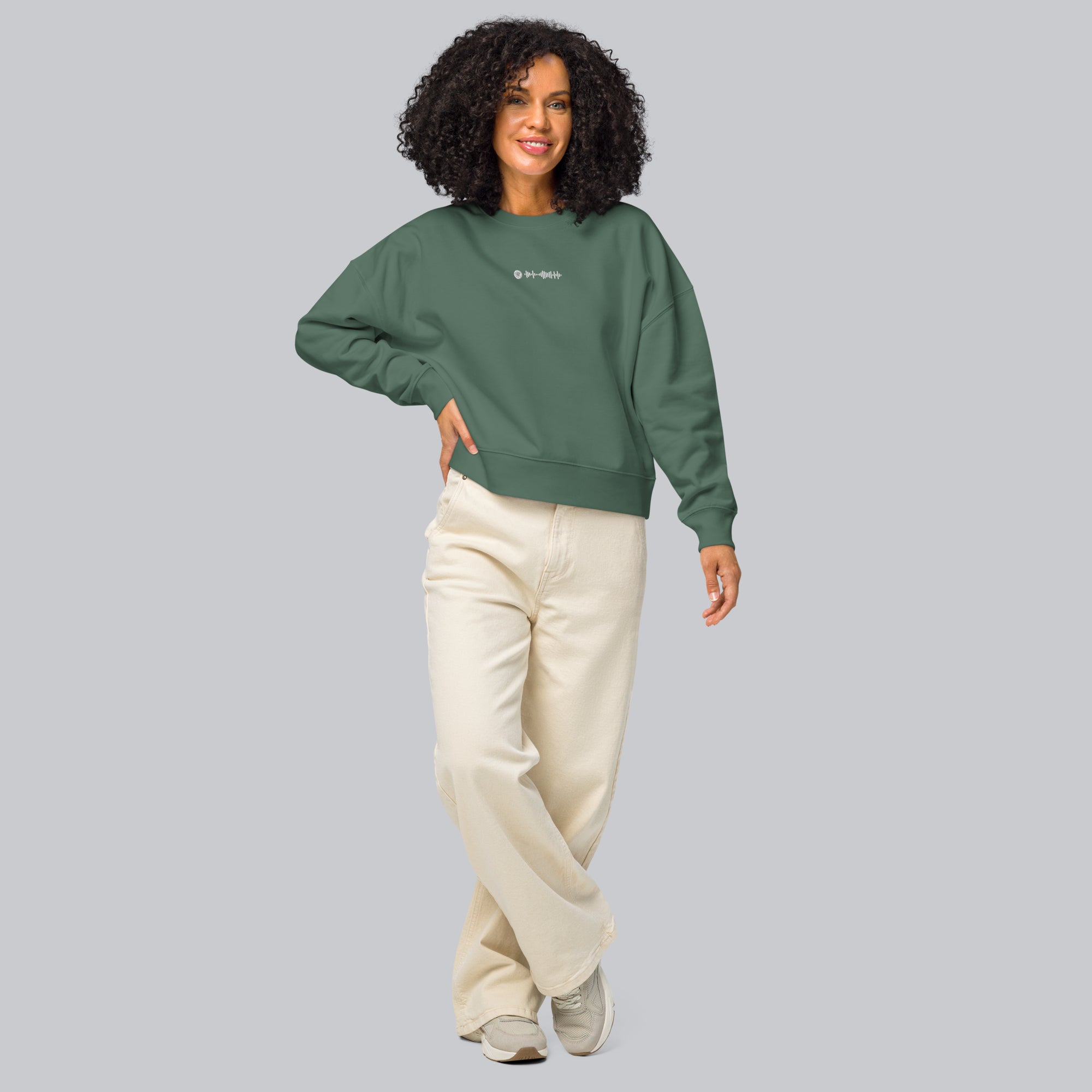 Stanly Stella Organic Women Sweathirt Forest Green with embroidered custom Music Code