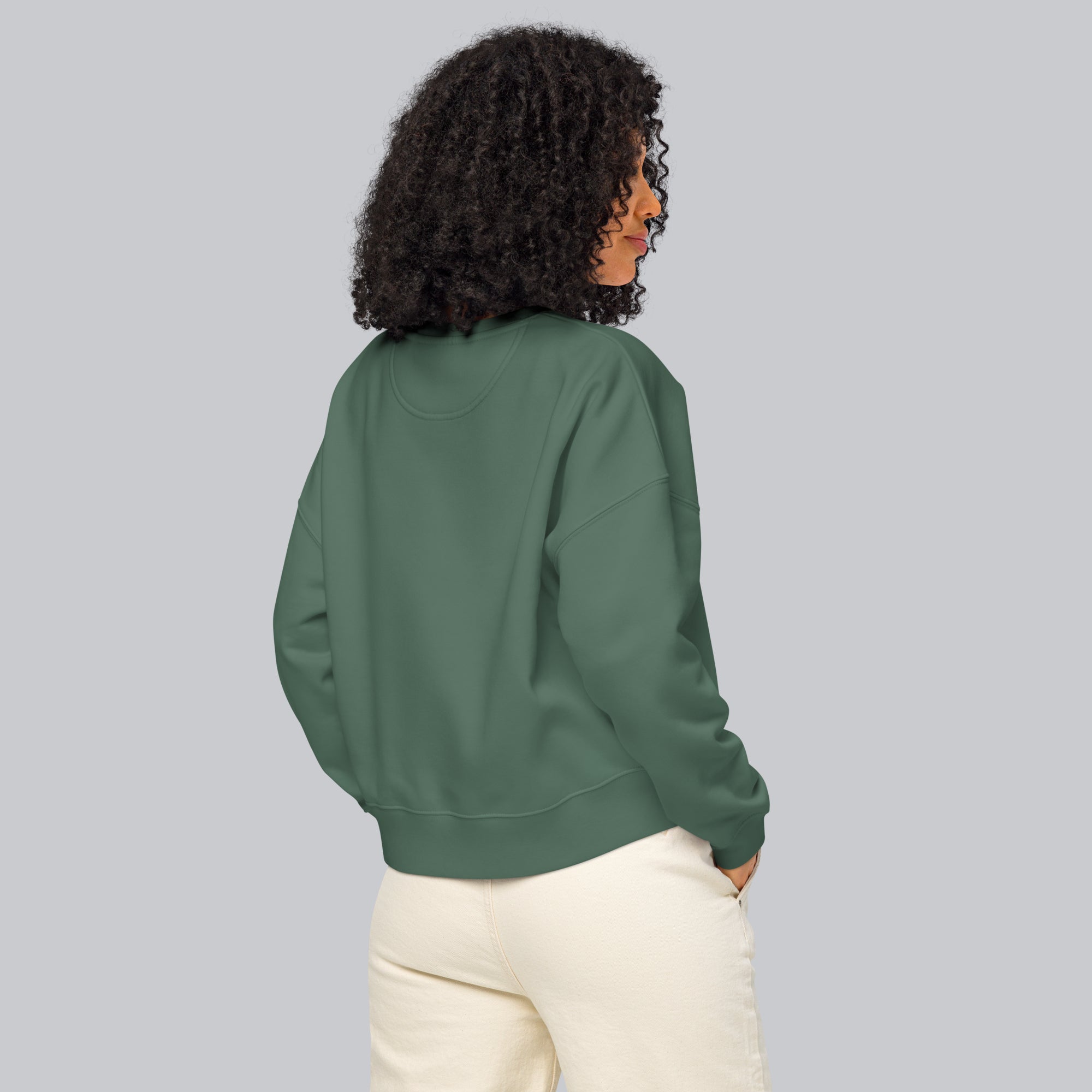 Stanly Stella Organic Women Sweathirt Forest Green with embroidered custom Music Code