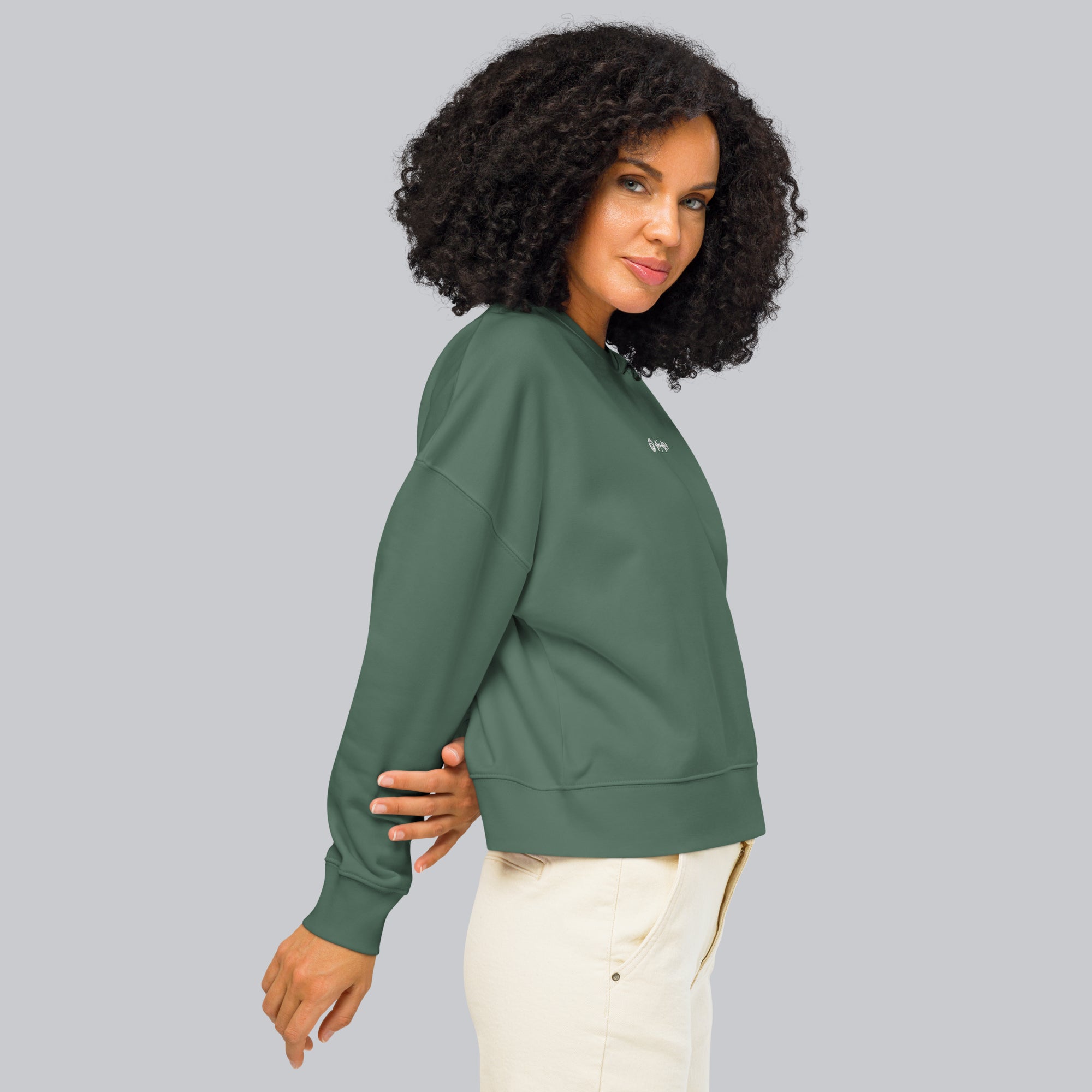 Stanly Stella Organic Women Sweathirt Forest Green with embroidered custom Music Code