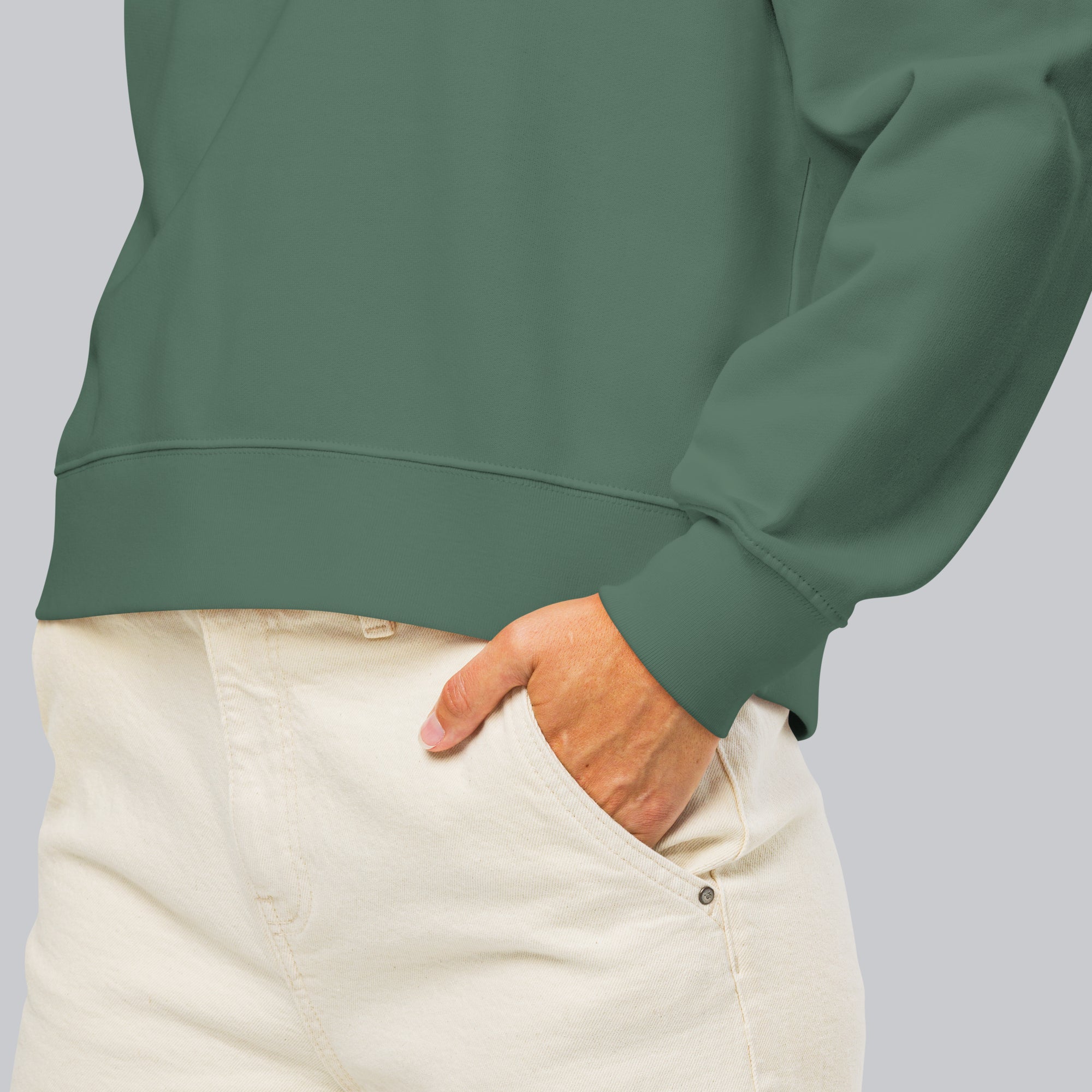 Stanly Stella Organic Women Sweathirt Forest Green with embroidered custom Music Code