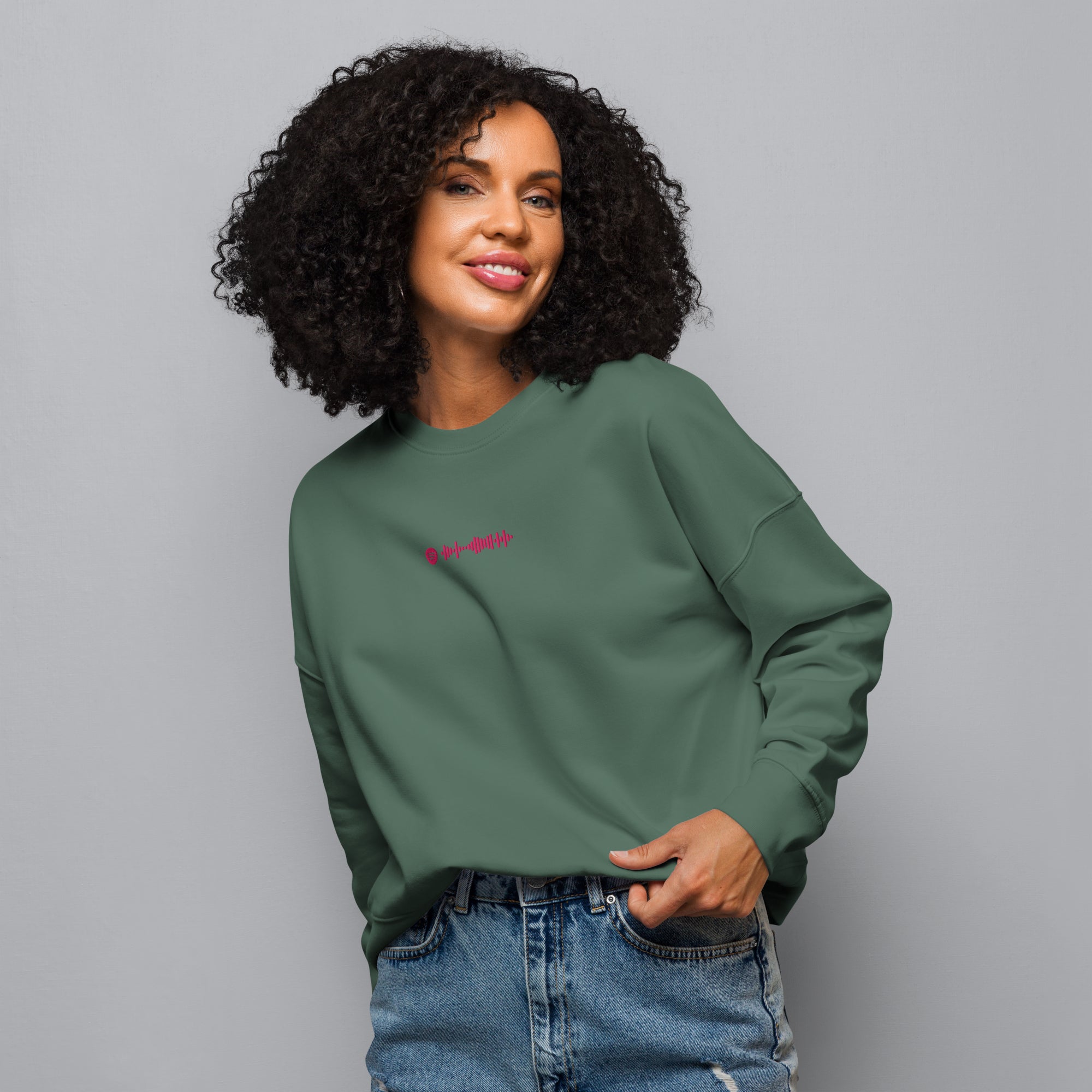 Stanly Stella Organic Women Sweathirt Forest Green with embroidered custom Music Code