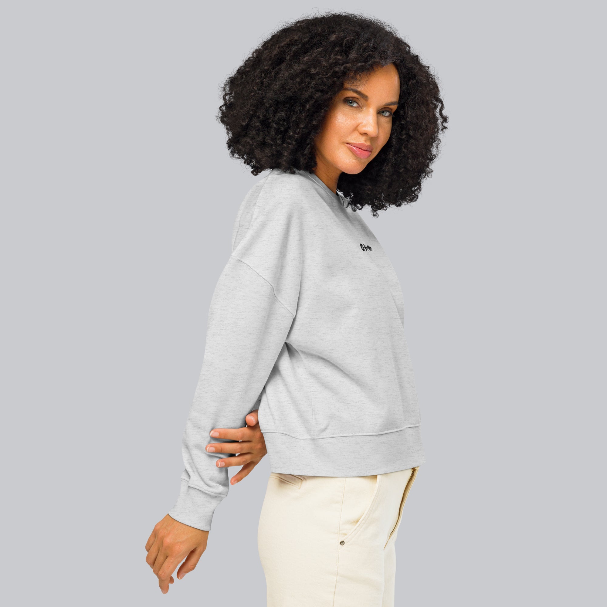 Stanly Stella Organic Women Sweathirt Light Grey with embroidered custom Music Code