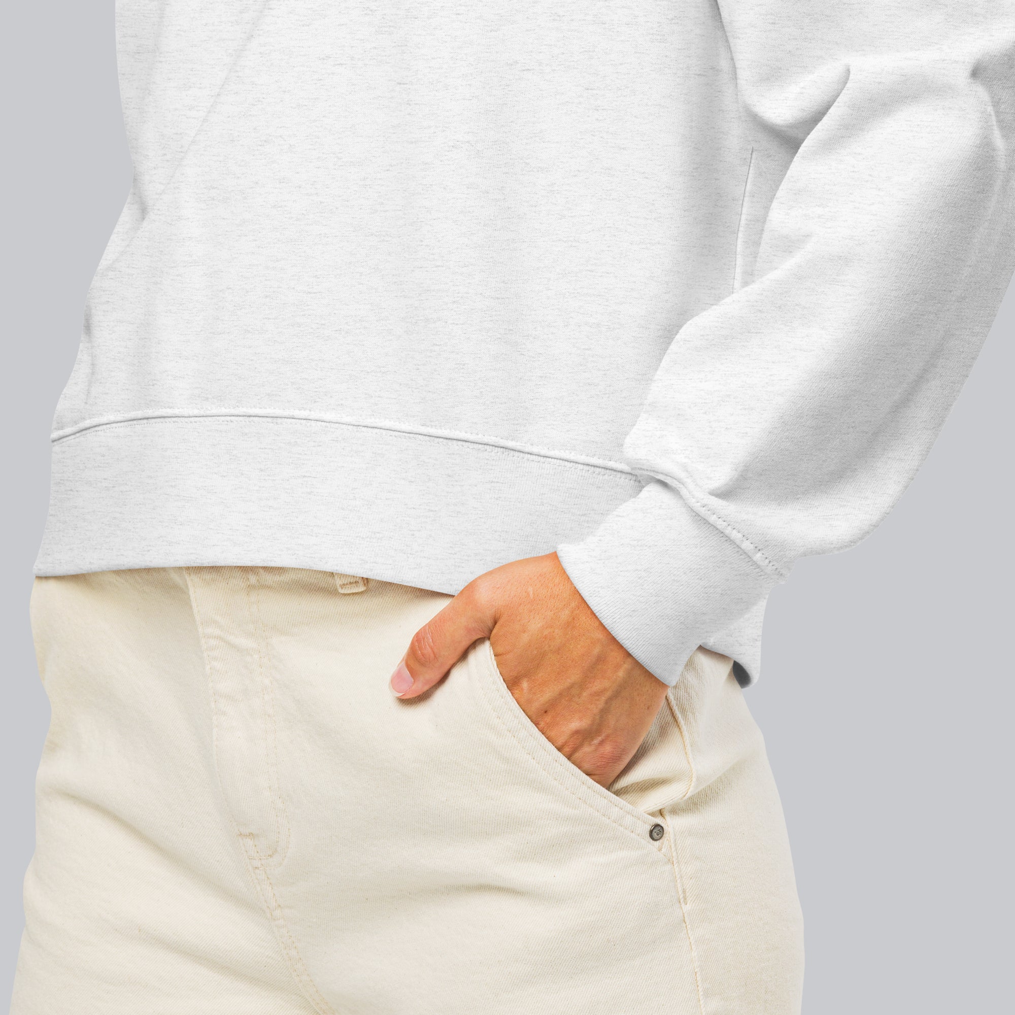 Stanly Stella Organic Women Sweathirt Light Grey with embroidered custom Music Code