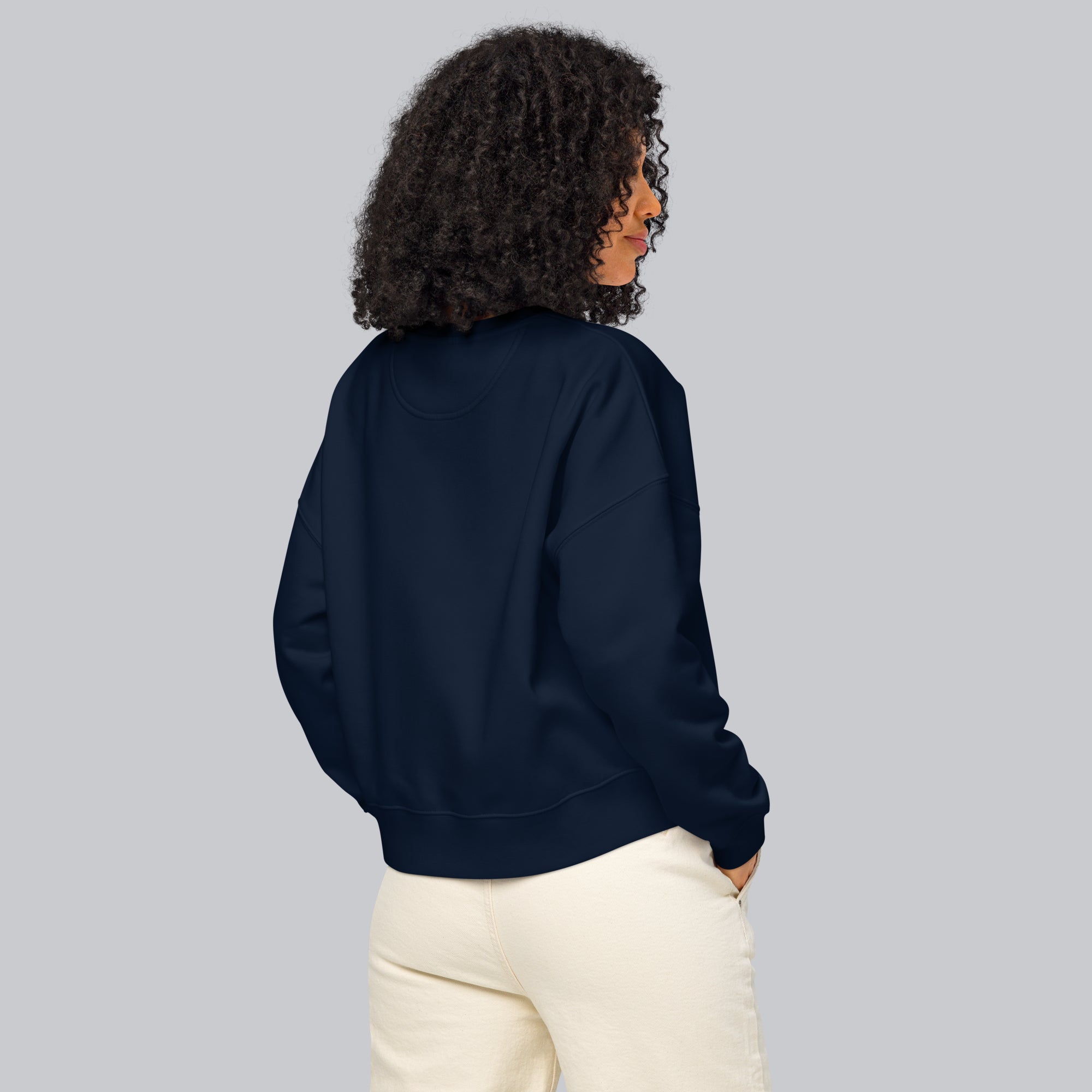 Stanly Stella Organic Women Sweathirt Navy with embroidered custom Music Code