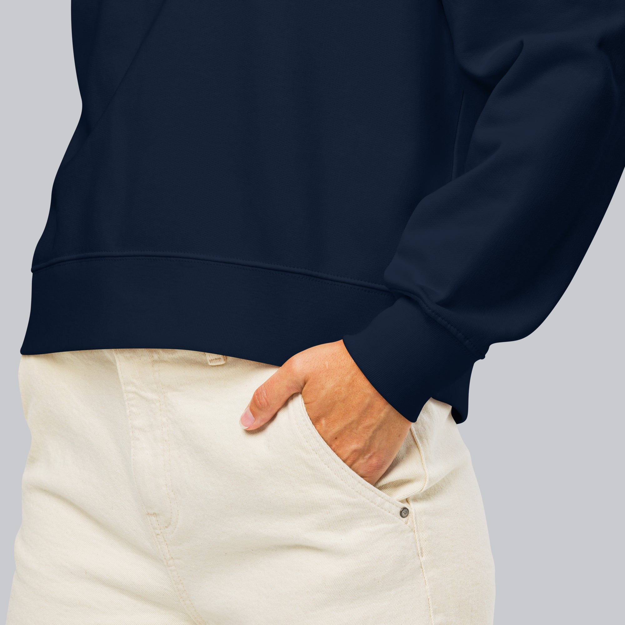 Stanly Stella Organic Women Sweathirt Navy with embroidered custom Music Code