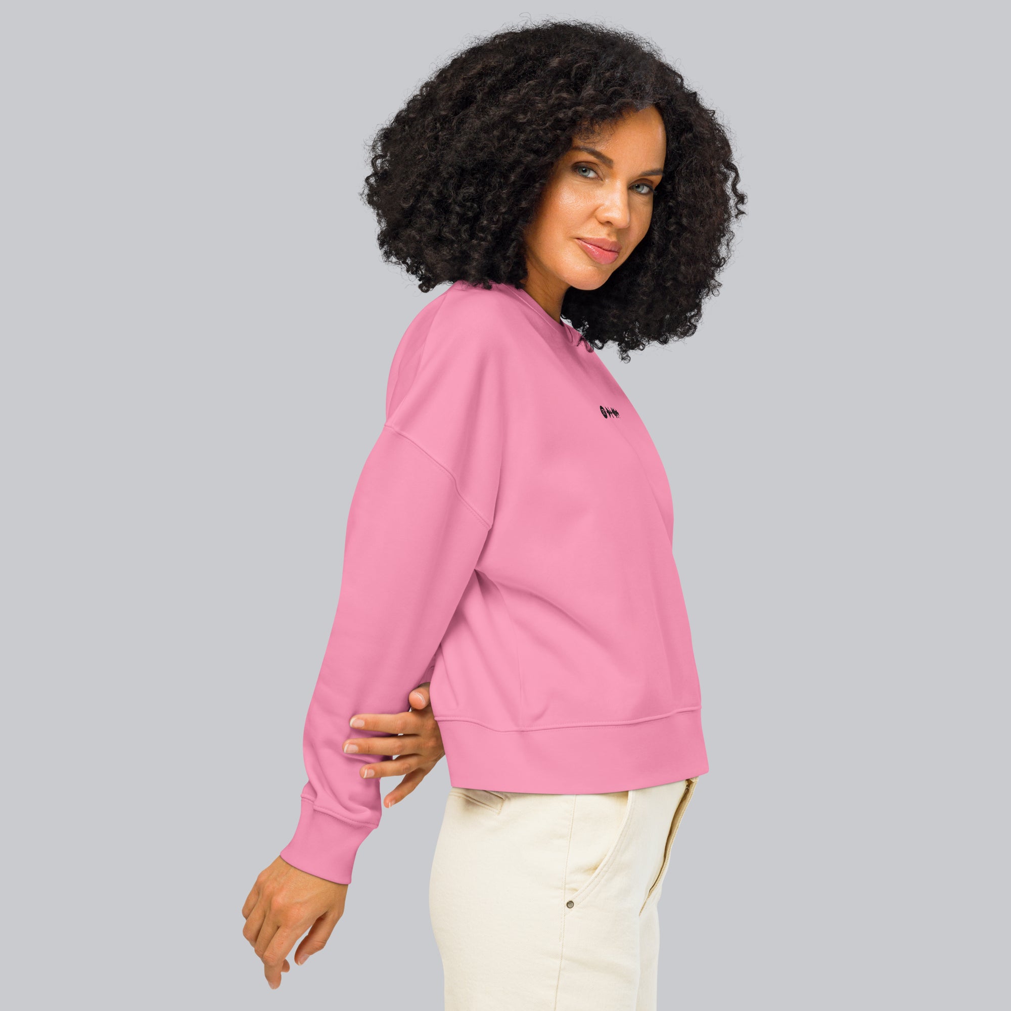 Stanly Stella Organic Women Sweathirt Pink with embroidered custom Music Code