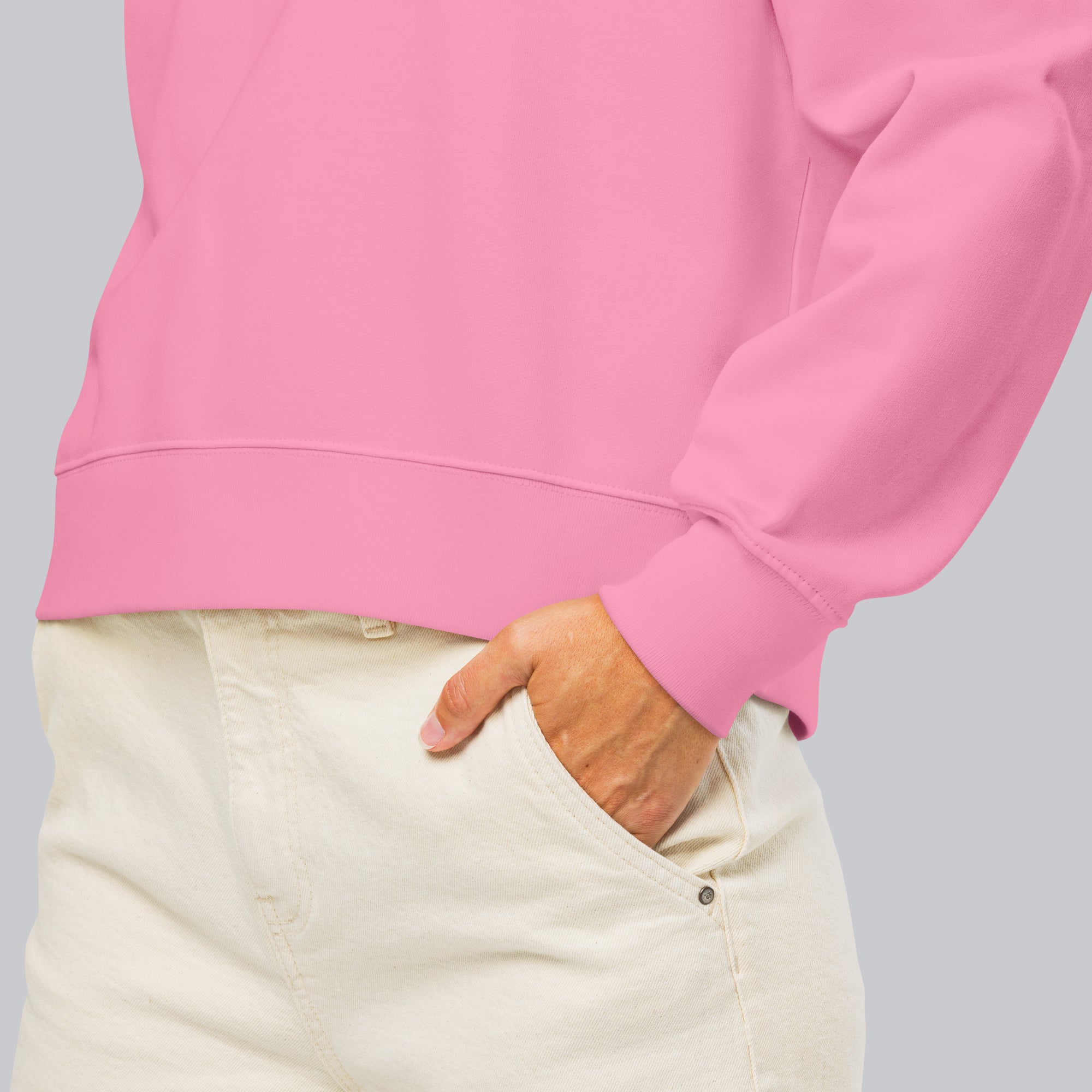 Stanly Stella Organic Women Sweathirt Pink with embroidered custom Music Code