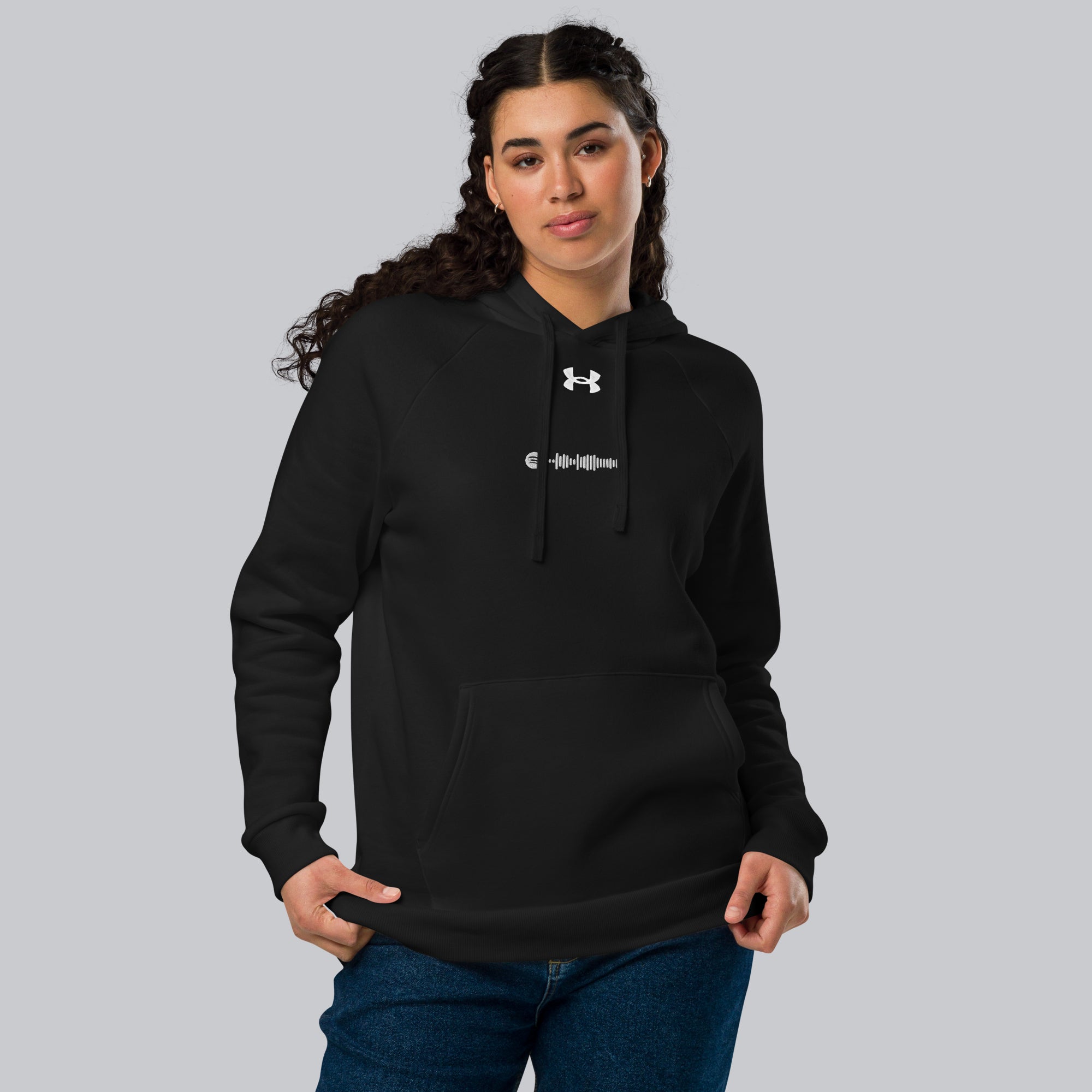 Under Armour Hoodie Black with Custom Music Code of your favorite song