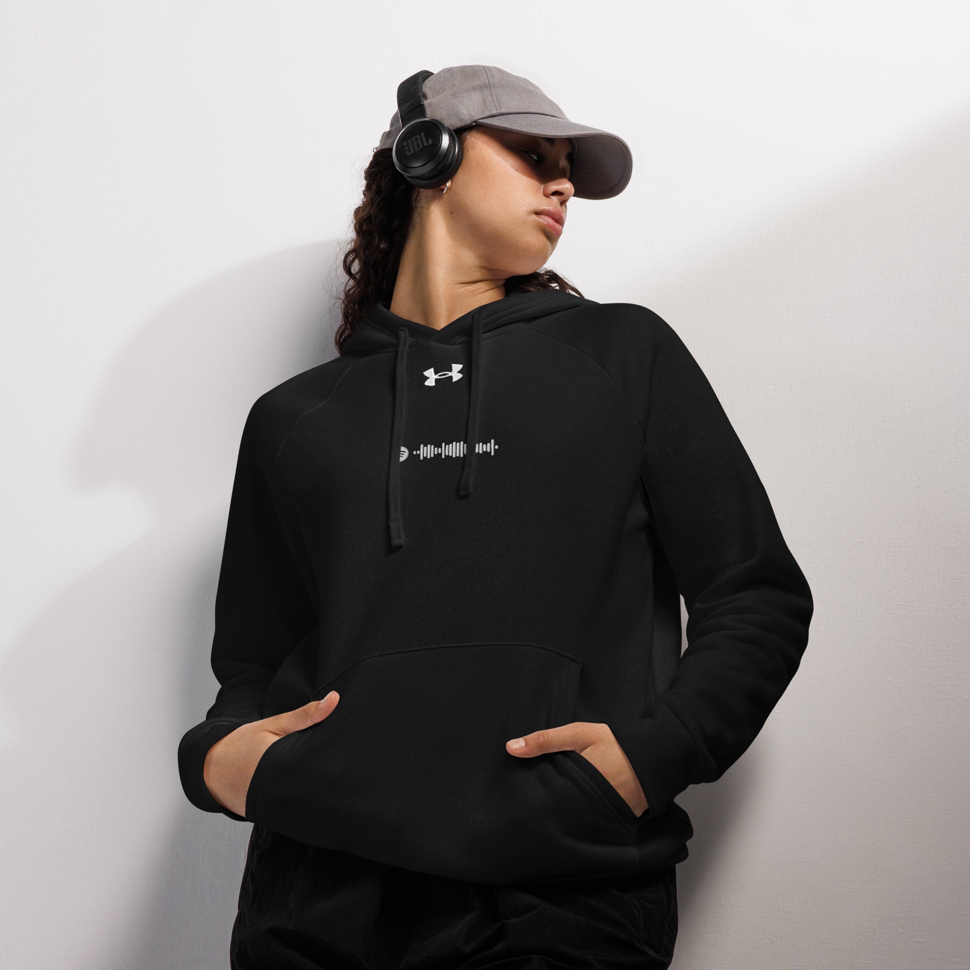 Under Armour Hoodie Black with Custom Music Code of your favorite song